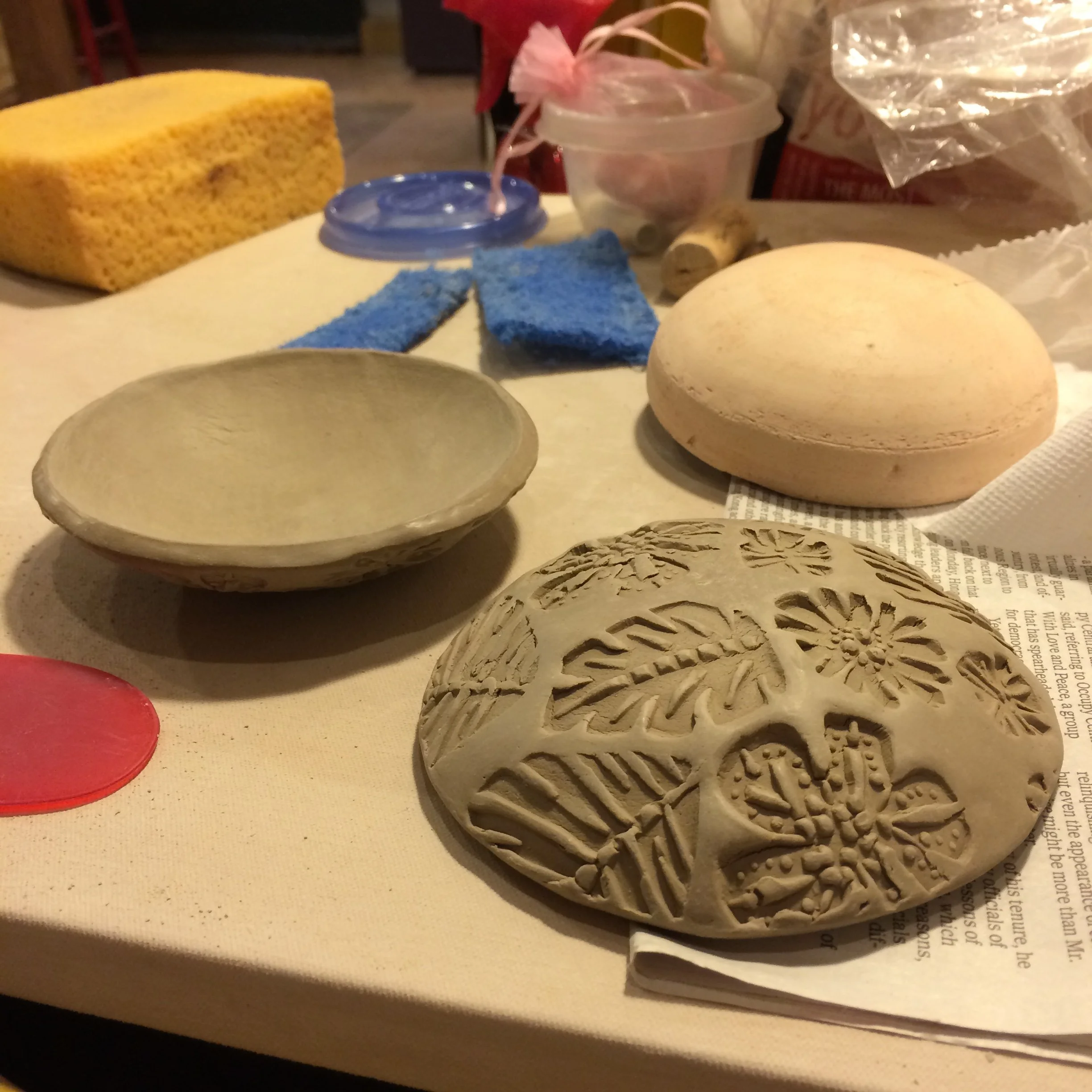 Bowl in progress, greenware