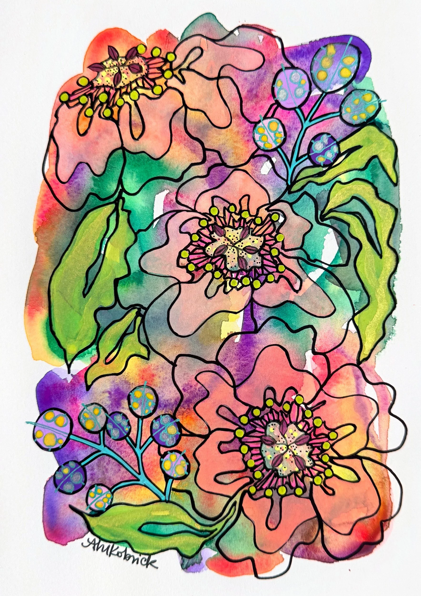 Purple Passion Flower · 7 × 10 in
