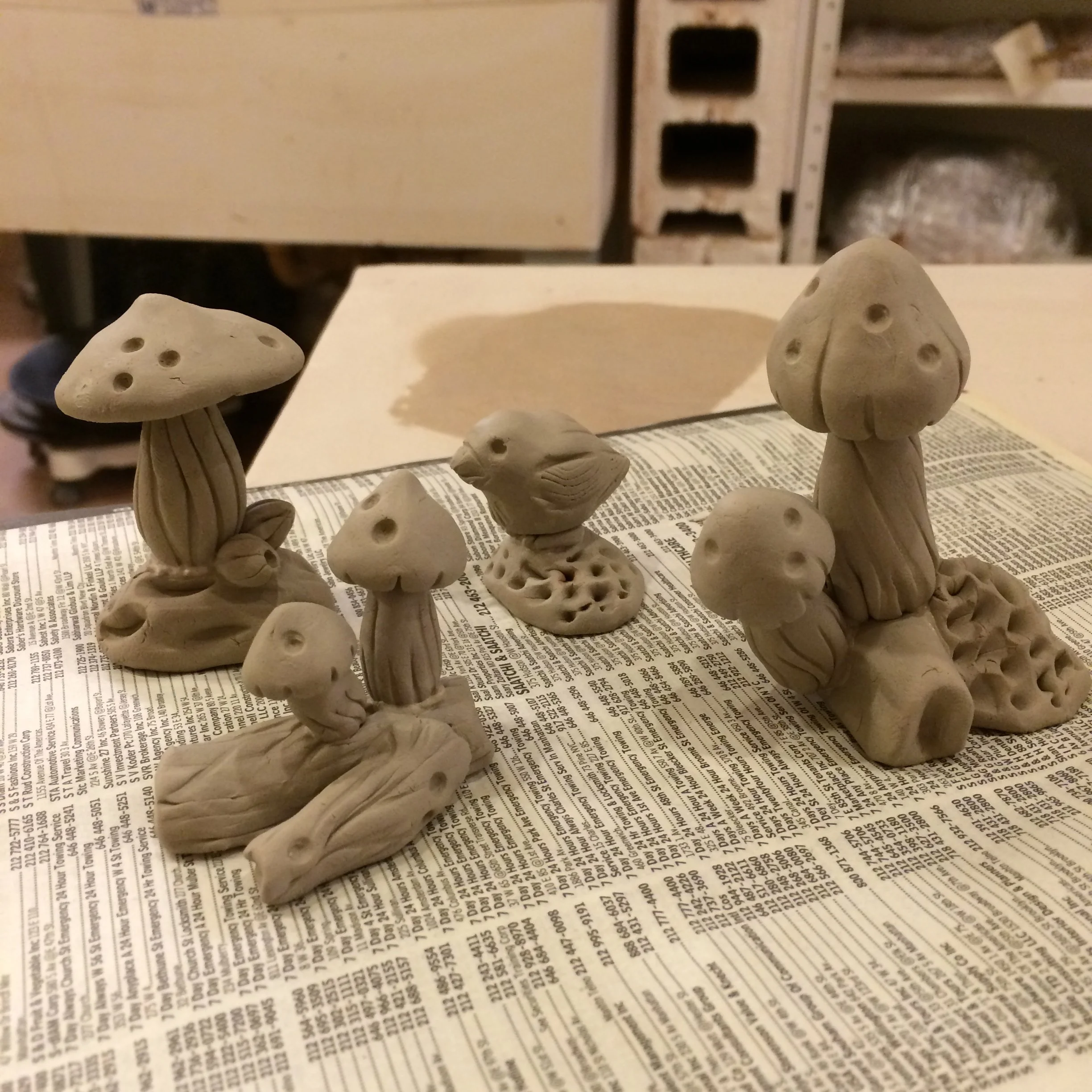 Mushrooms, greenware
