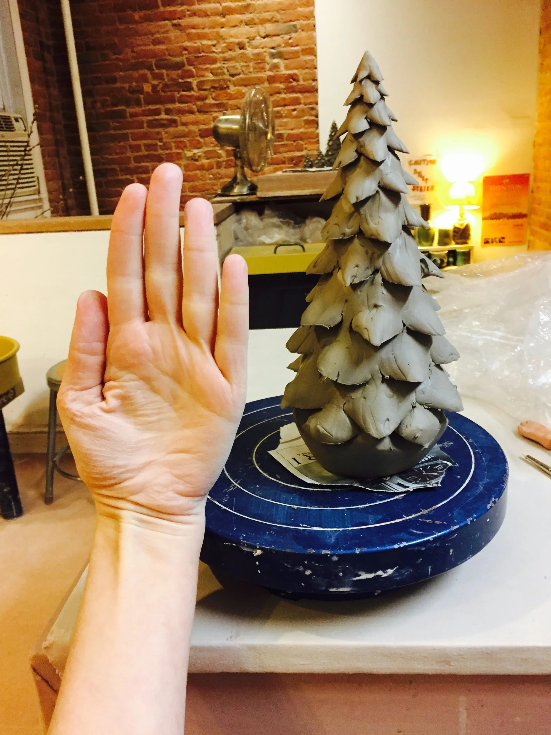 Pine tree on a banding wheel