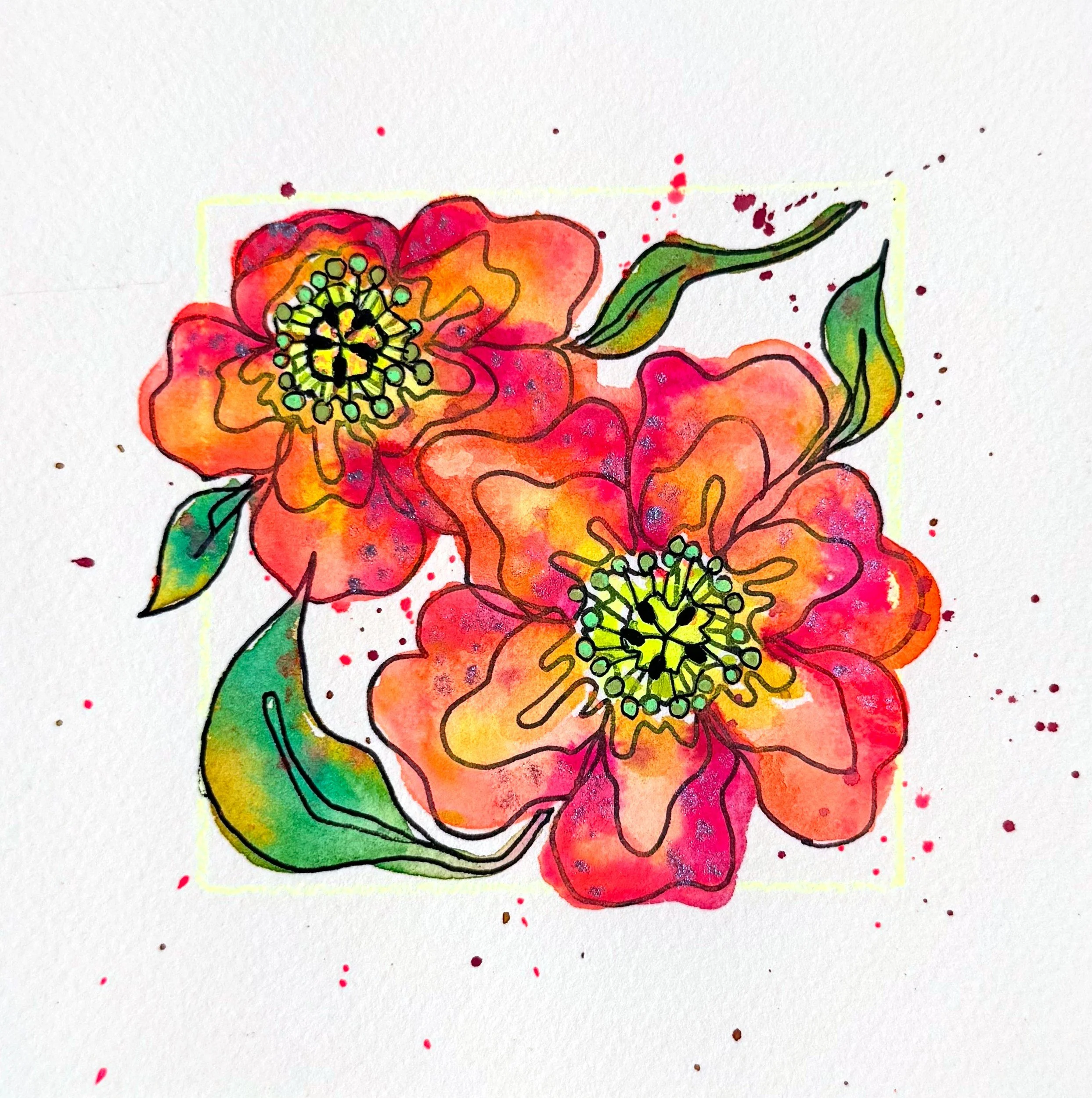 Red Pocket Posies · 7 × 7 in