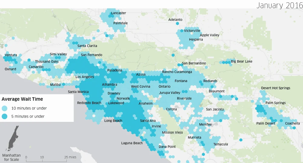 Figure 2- map showing generalized Uber availability in Los Angeles (Uber)