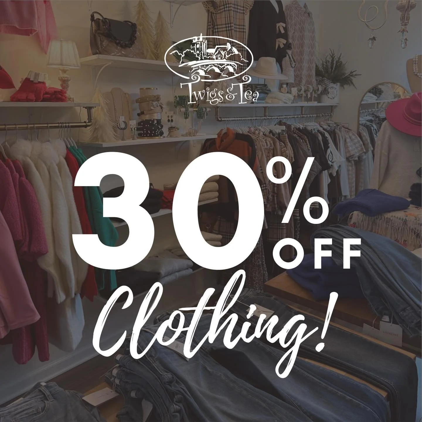 New year, new closet! 🙌✨ Shop 30% off all Clothing in store now at Twigs!