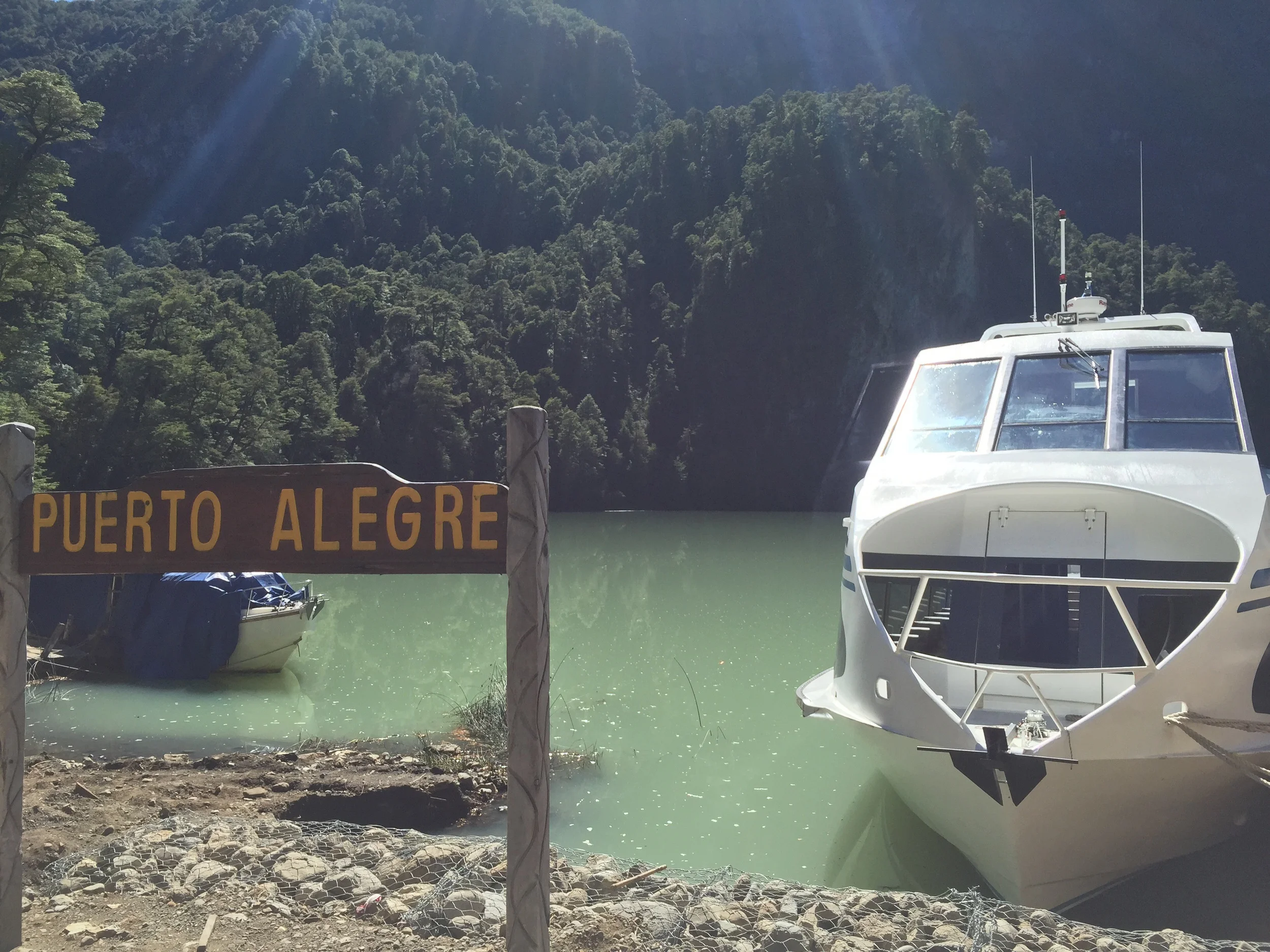 Boat number two across Lago Frías.