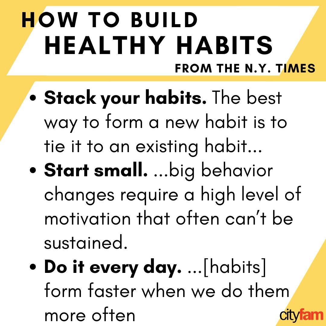 Want to learn how to build healthy habits? The N.Y. Times explain 3 simple ideas and how they can help you! #quote #motivation #personaldevelopment #habits #cityfam