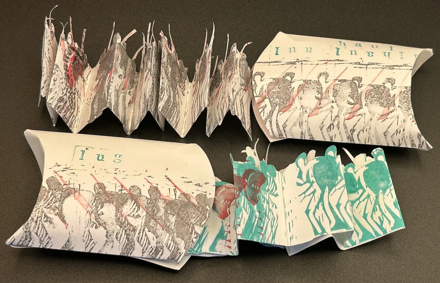 Boxed Army 2, Zerox, cut paper, 3" x 3.5", 2025