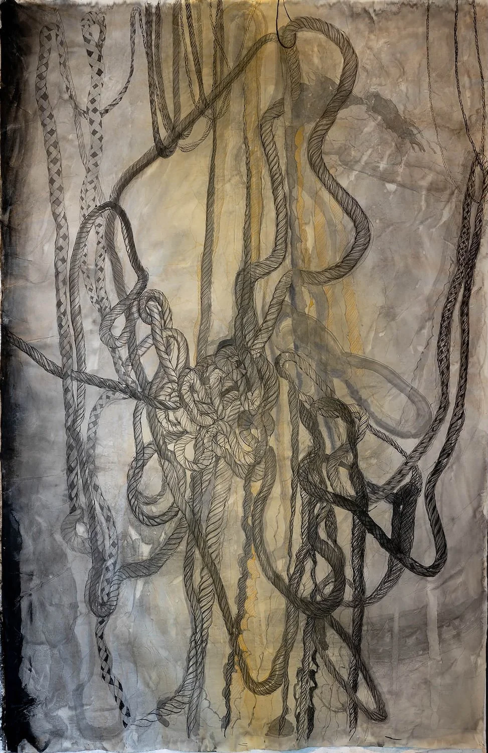  Loose Knot, Ink, Gouache, on Washi (paper), 37.5” x 55”, 2025 