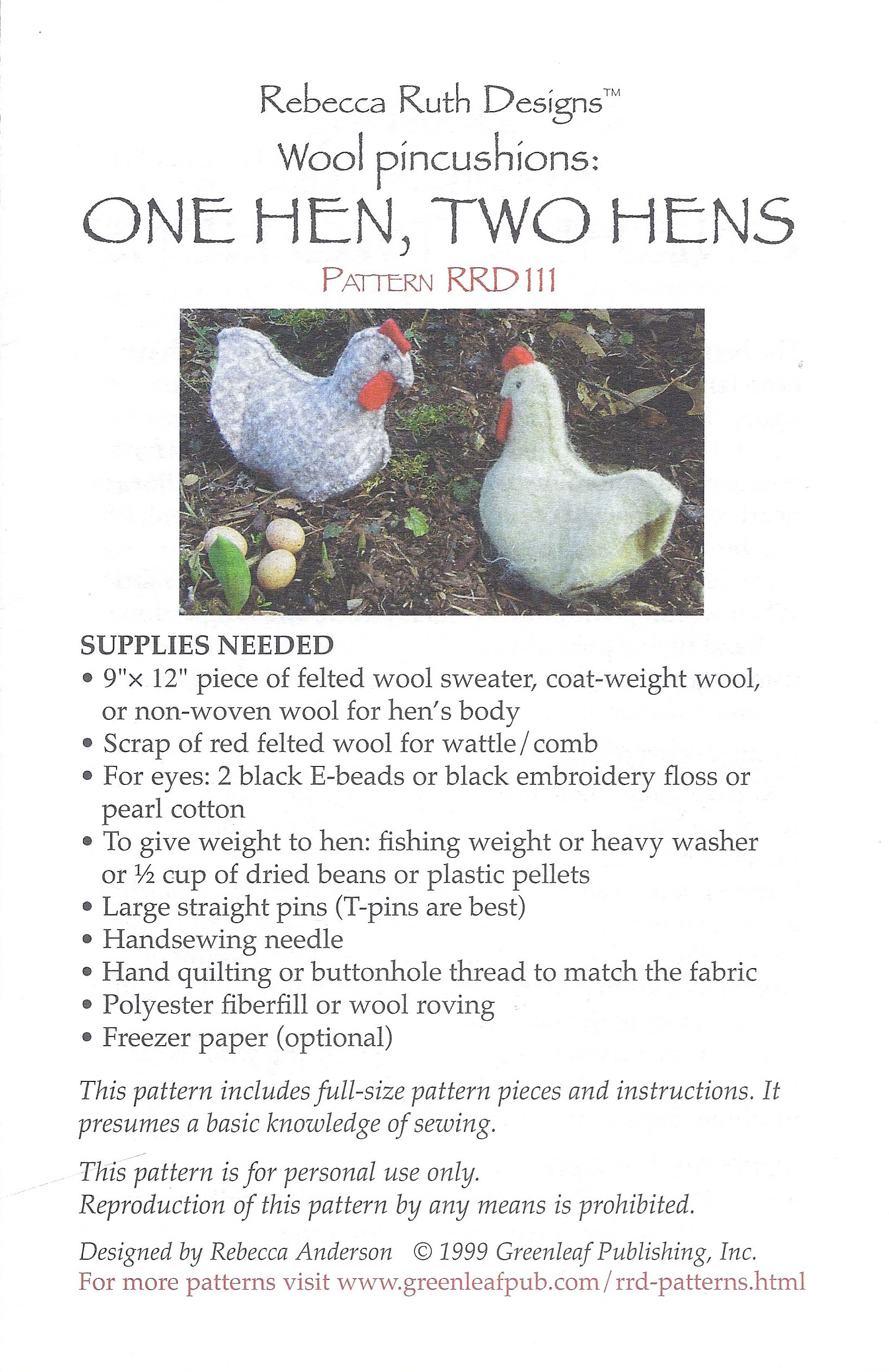 RRD 111 One Hen, Two Hens back cover.jpg
