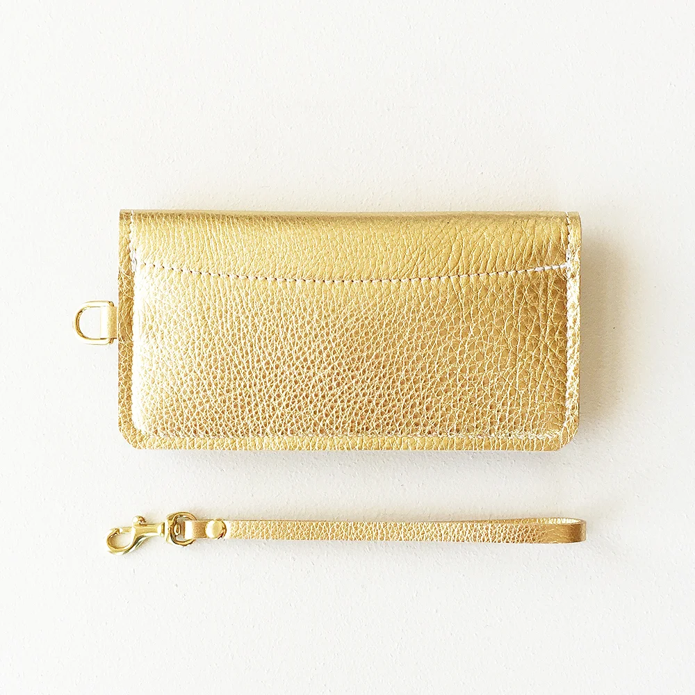 Gold Minimal iPhone Wallet with Wrist Strap Back.jpg