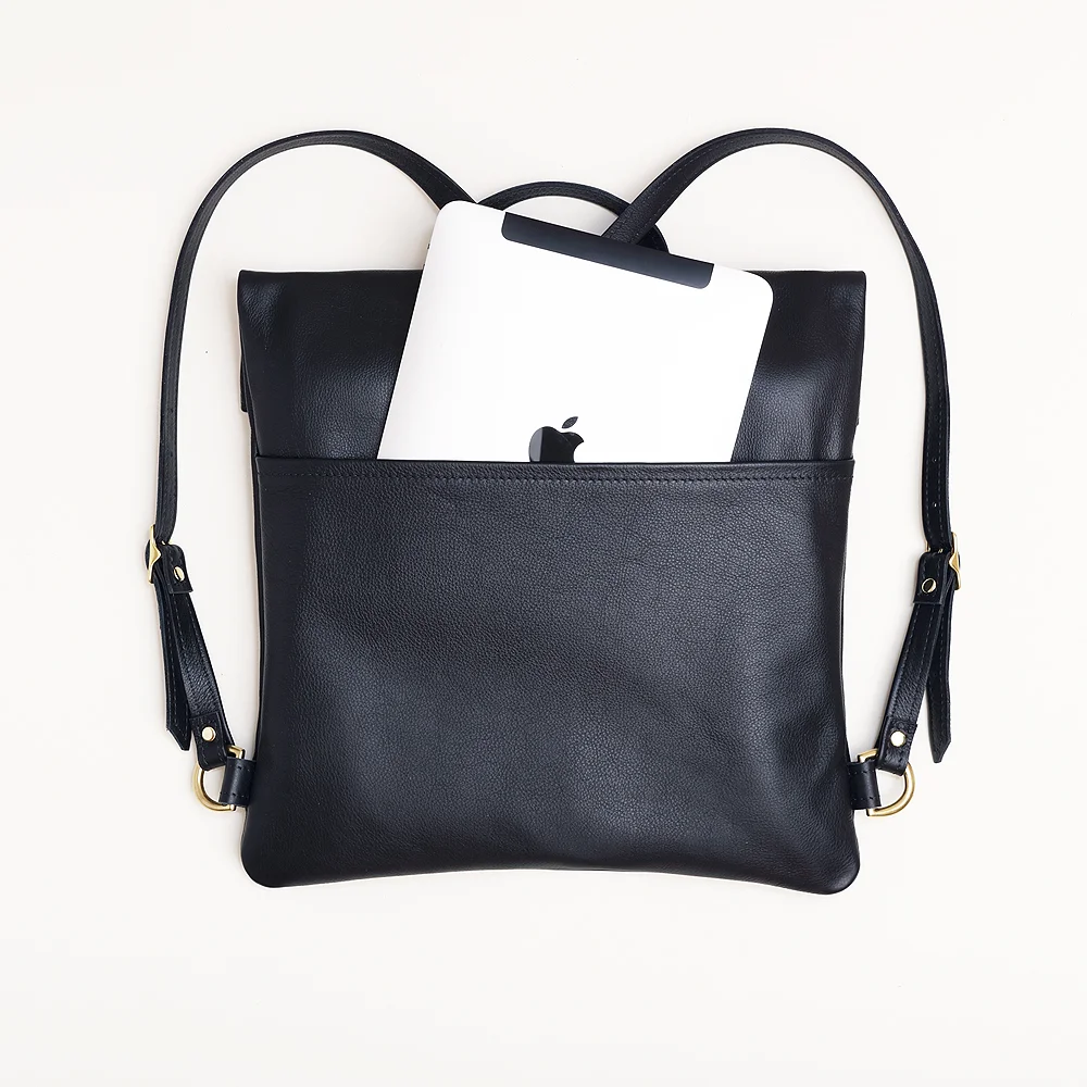 Minimal Black Backpack Top View Back with iPad.jpg