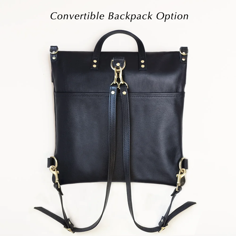 Minimal Black Backpack Top View Back Convertible Option.jpg