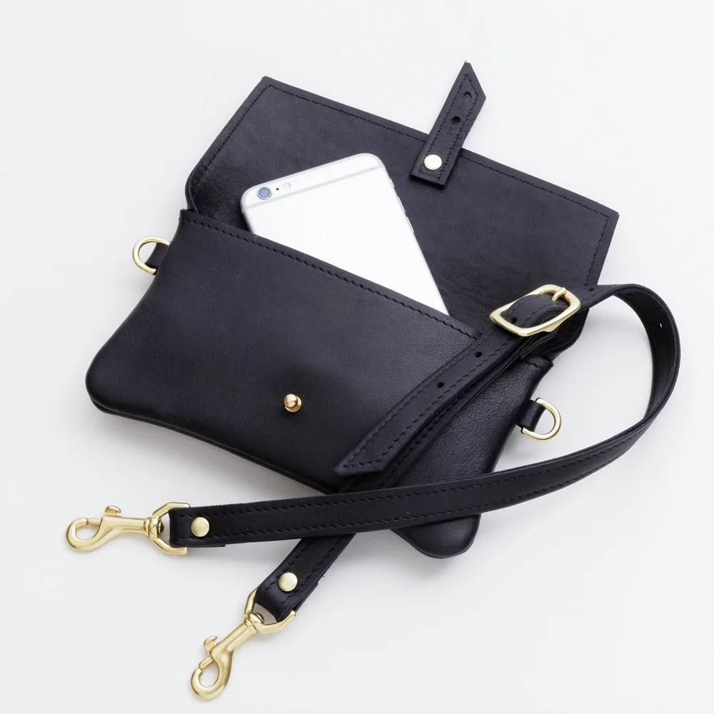 Black Leather Belt Bag Top Shot Open with Phone.jpg