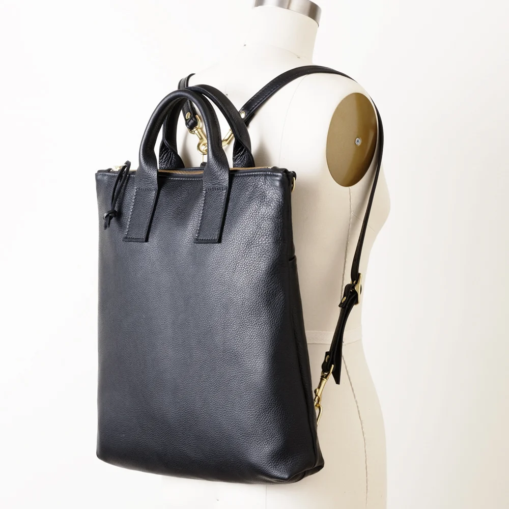 NEW Black Leather Convertible Backpack.jpg