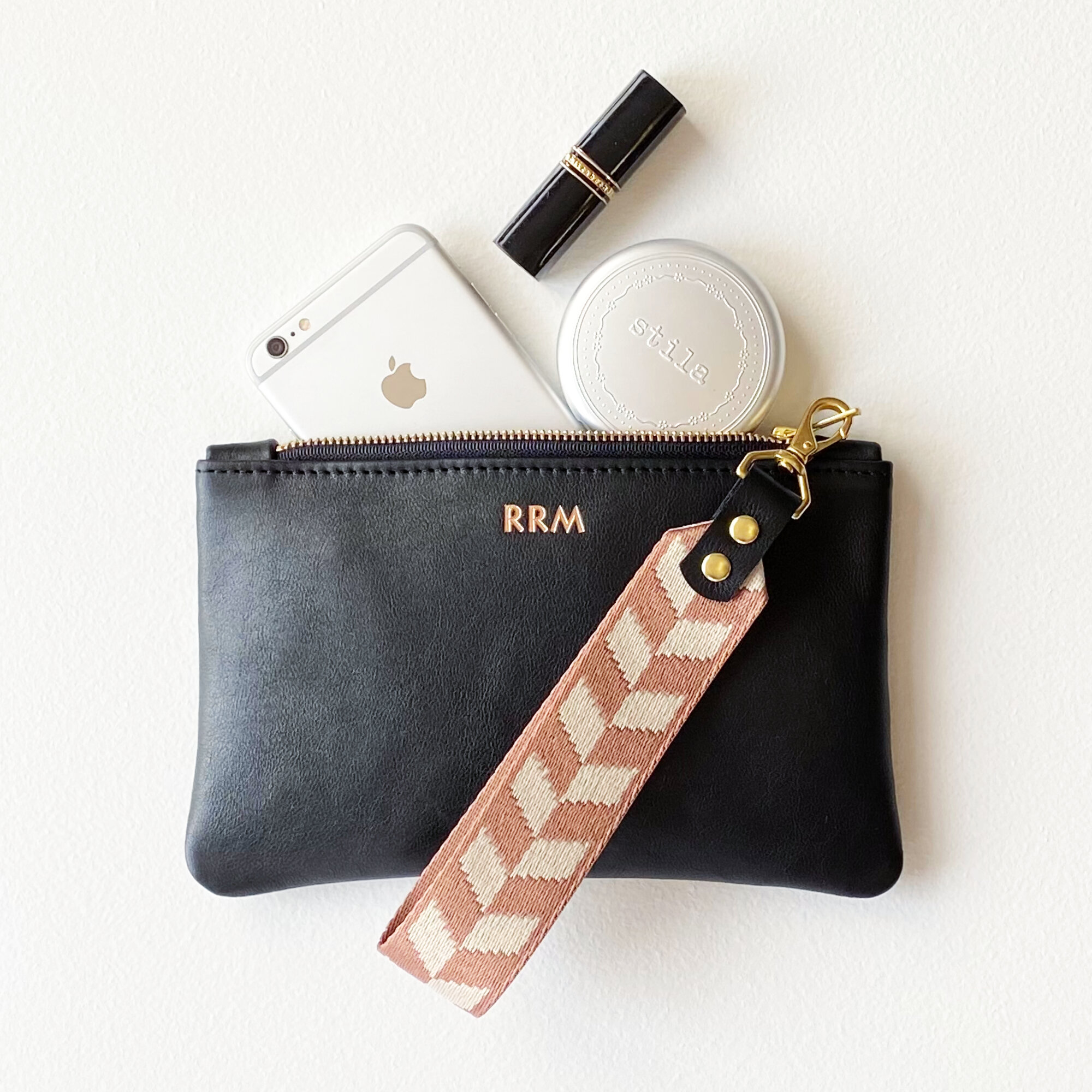 monogram leather pouch