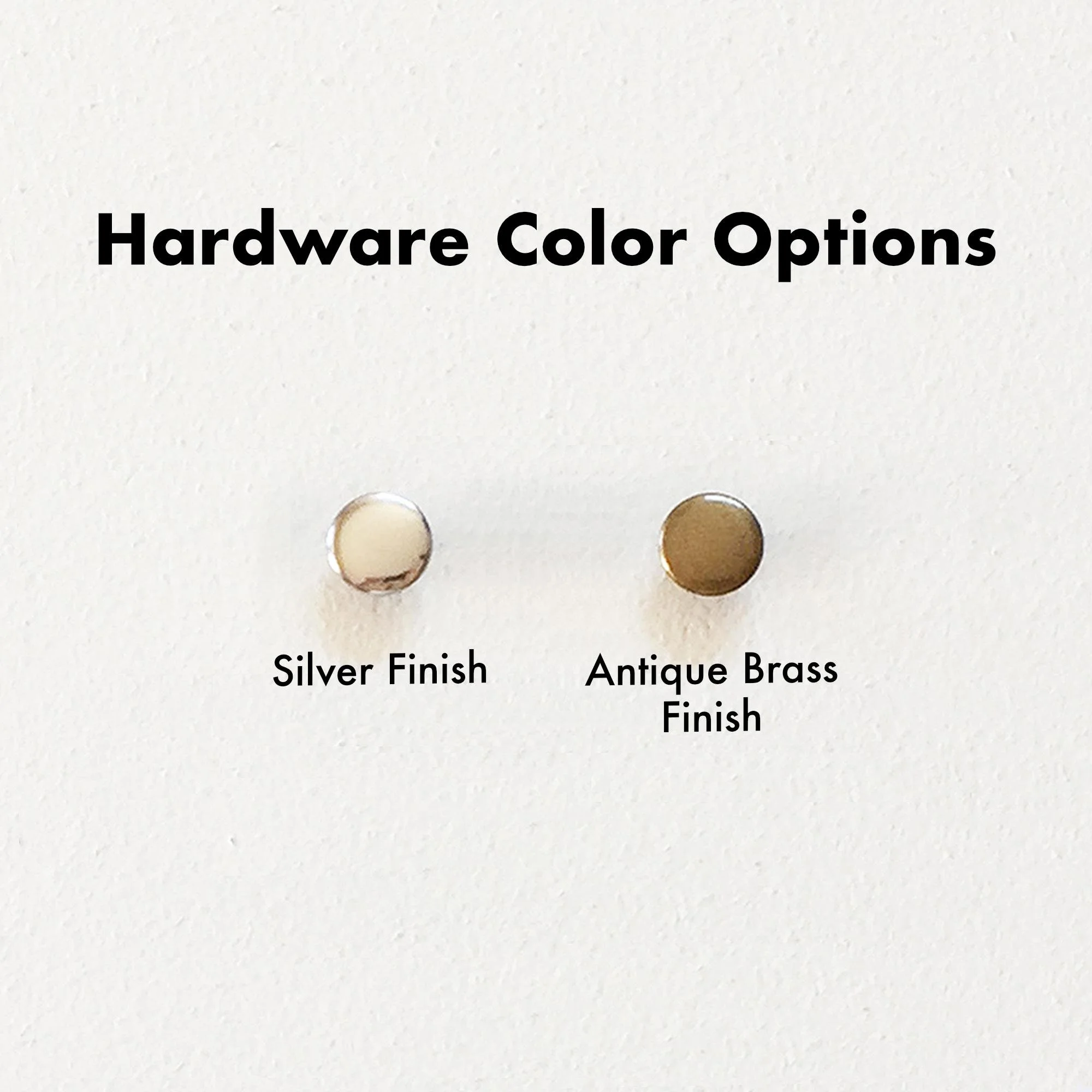 Silver finish and antique brass finish hardware color options for kiss lock handbag.
