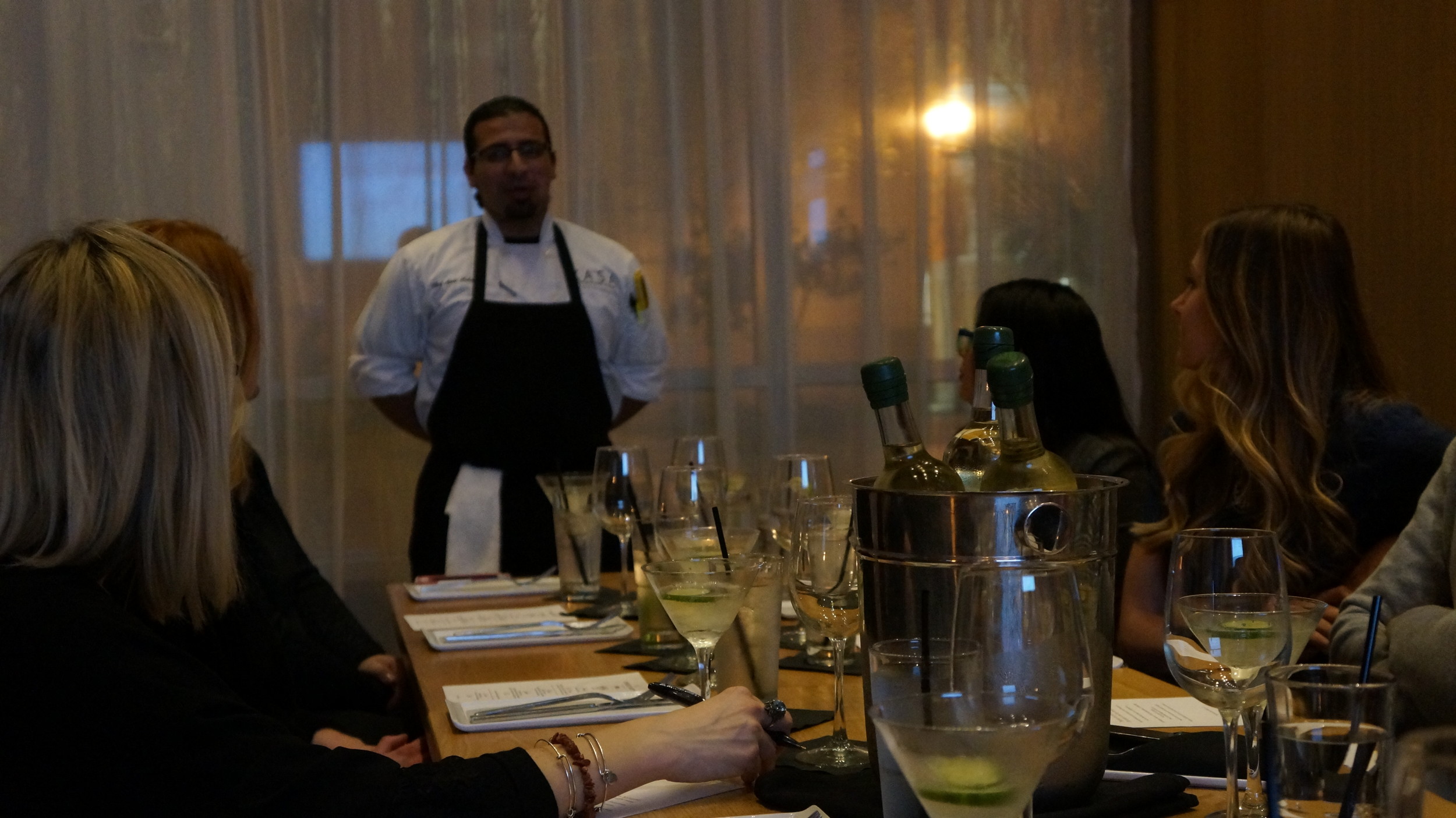 KASA's Head Chef Amir Maleki telling our Guests his background as a Chef.