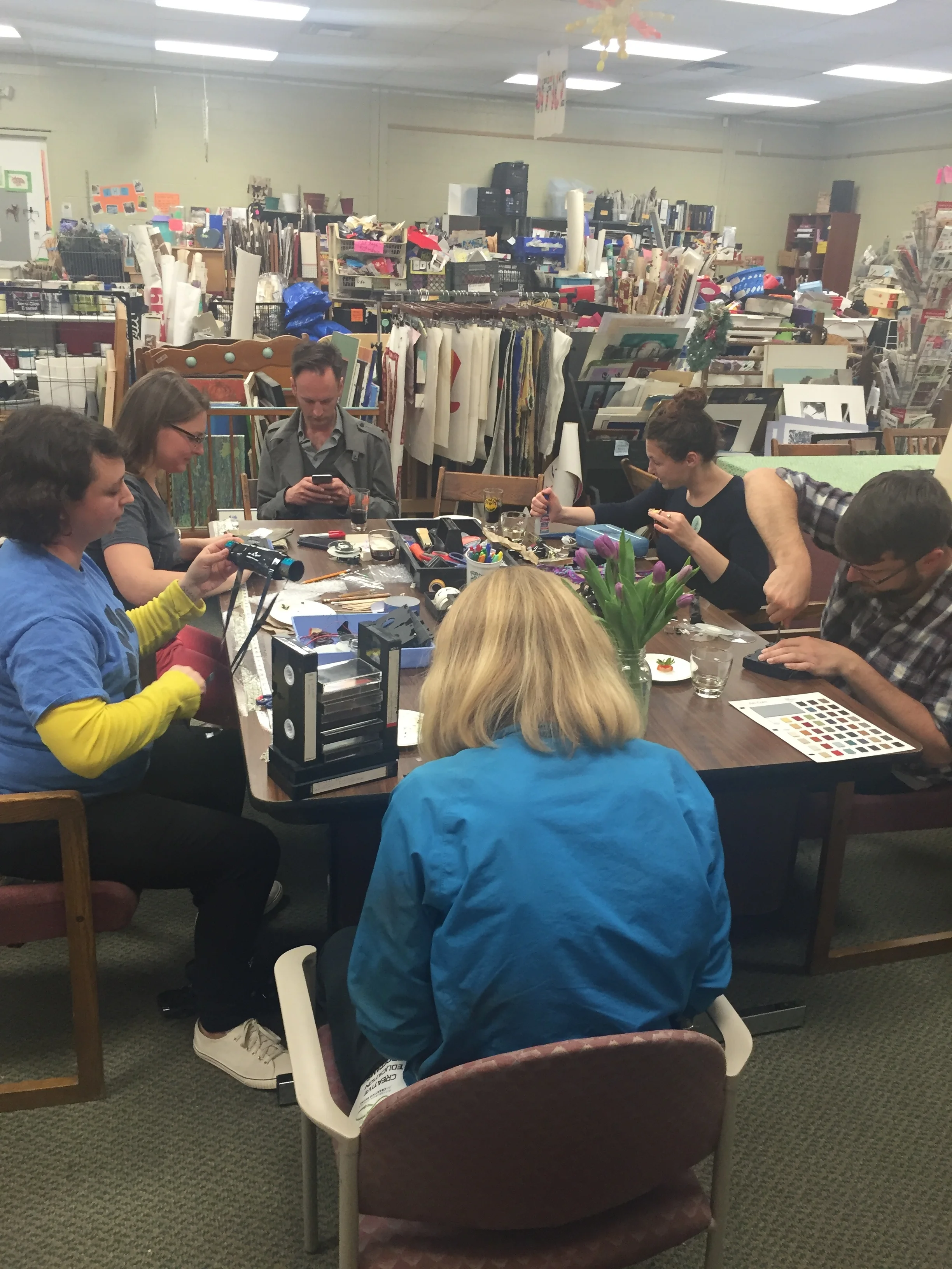 Educators exploring VHS tape reuse