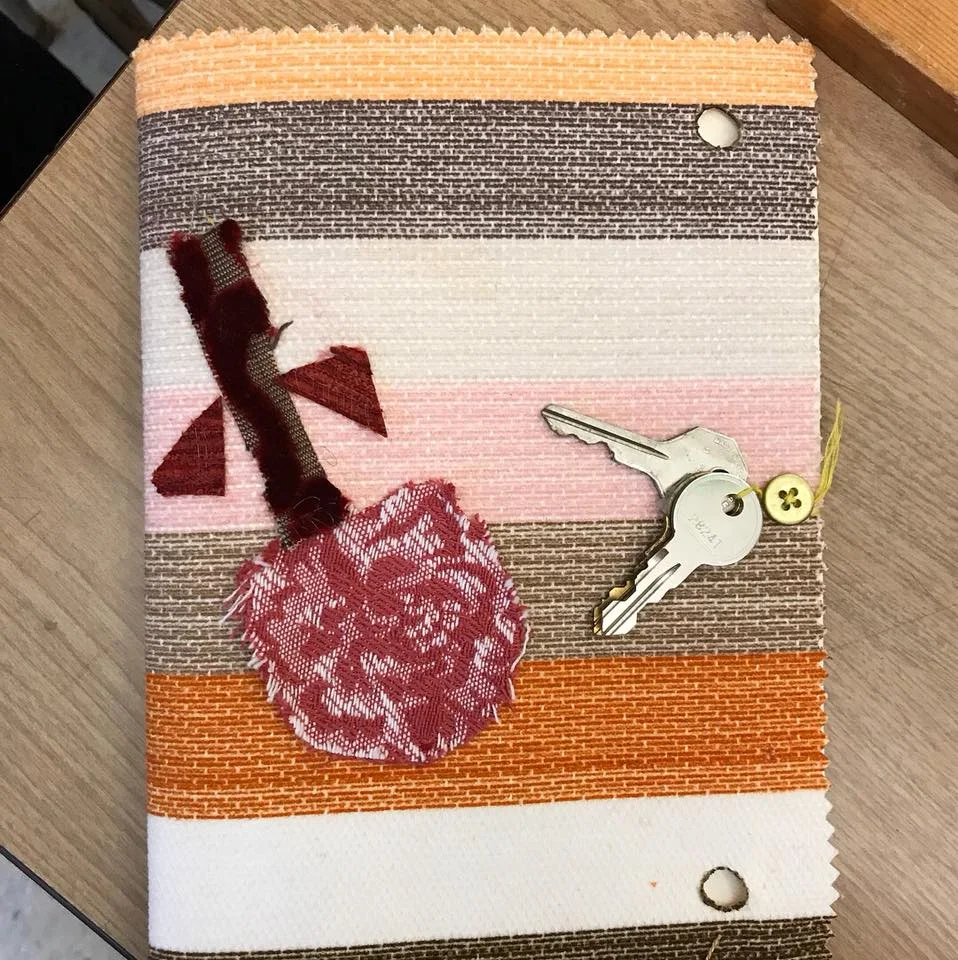 Book with fabric collage covers
