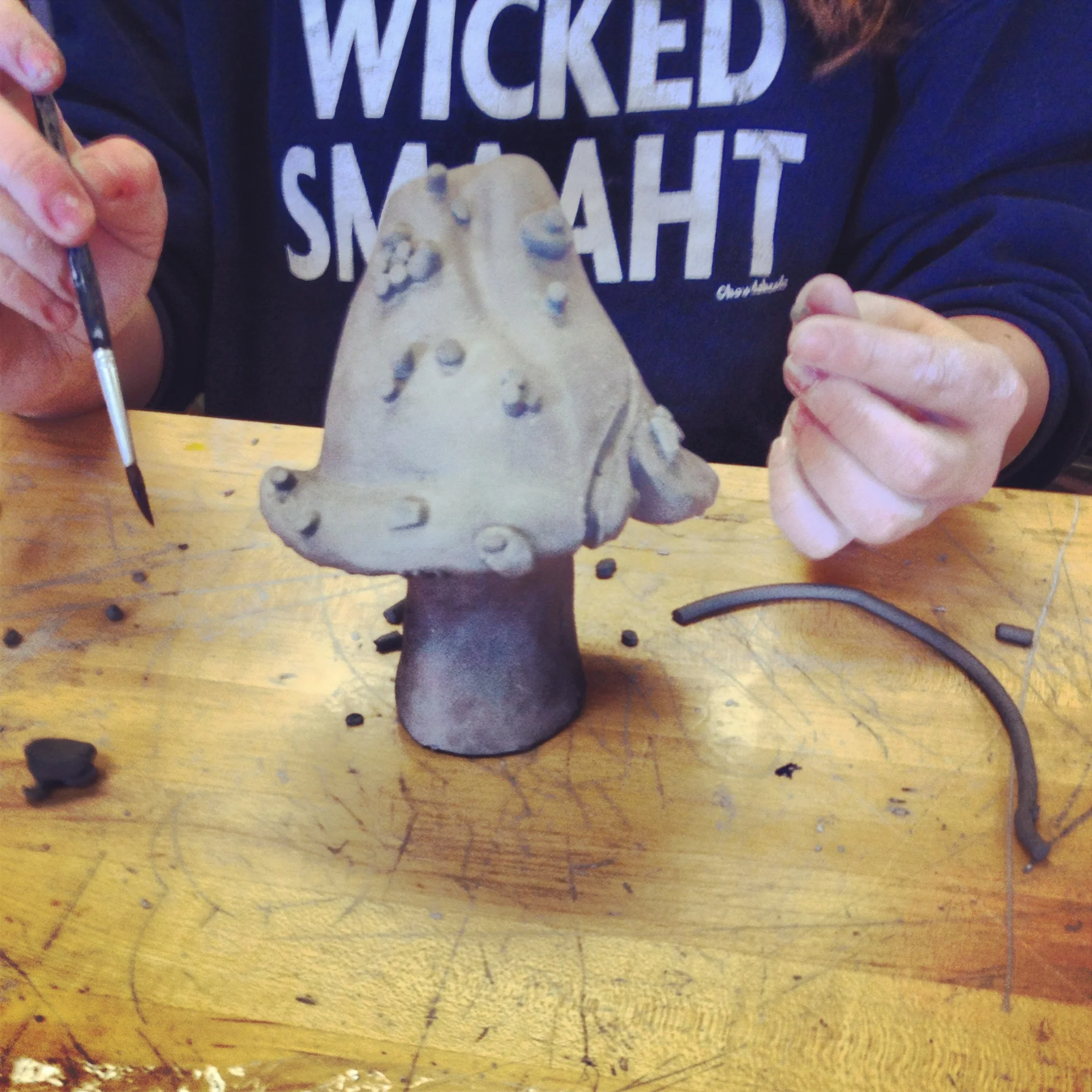 Building a mushroom (and wearing a wicked cool shirt)