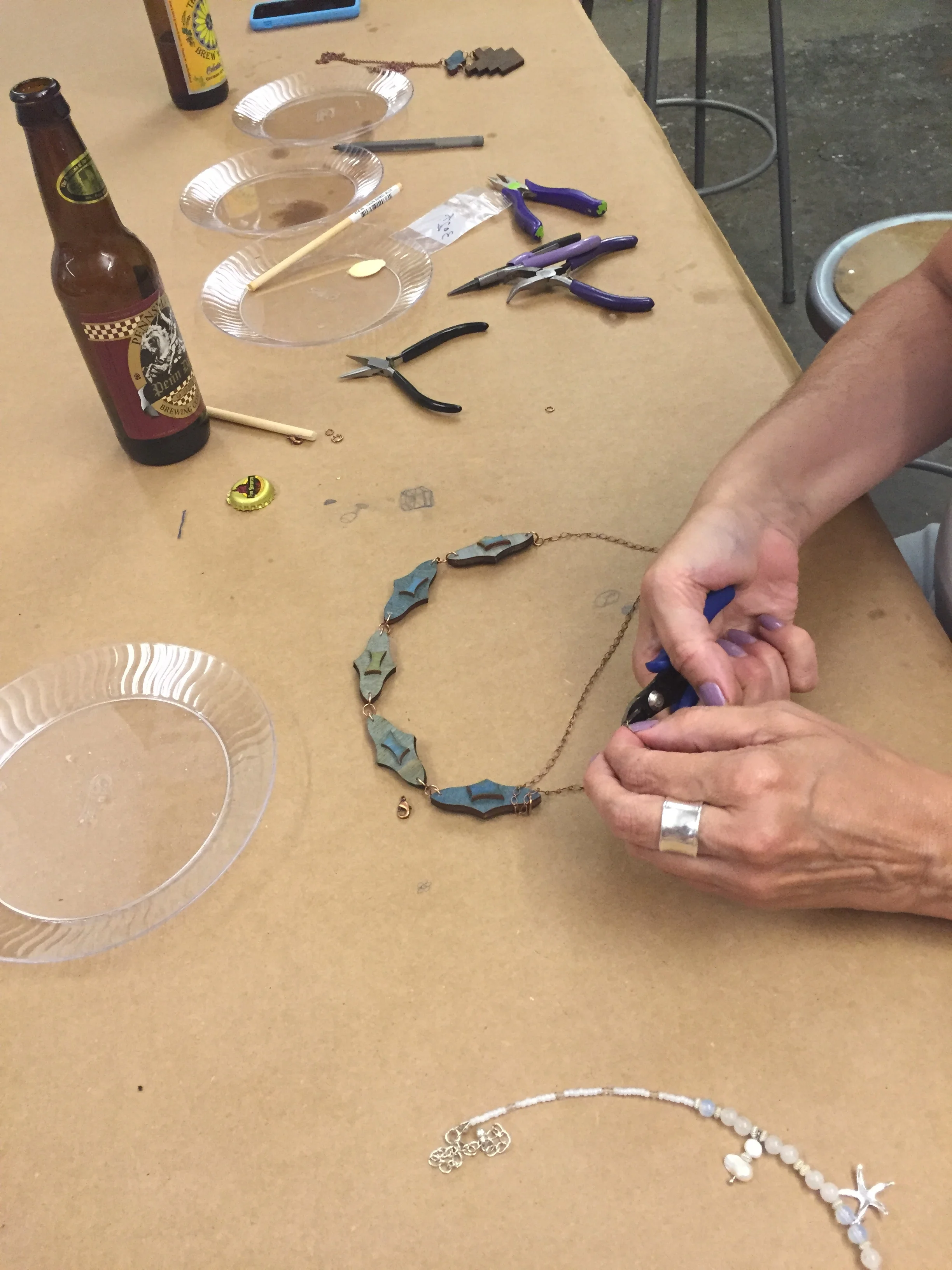 Laser cut wood scrap jewelry
