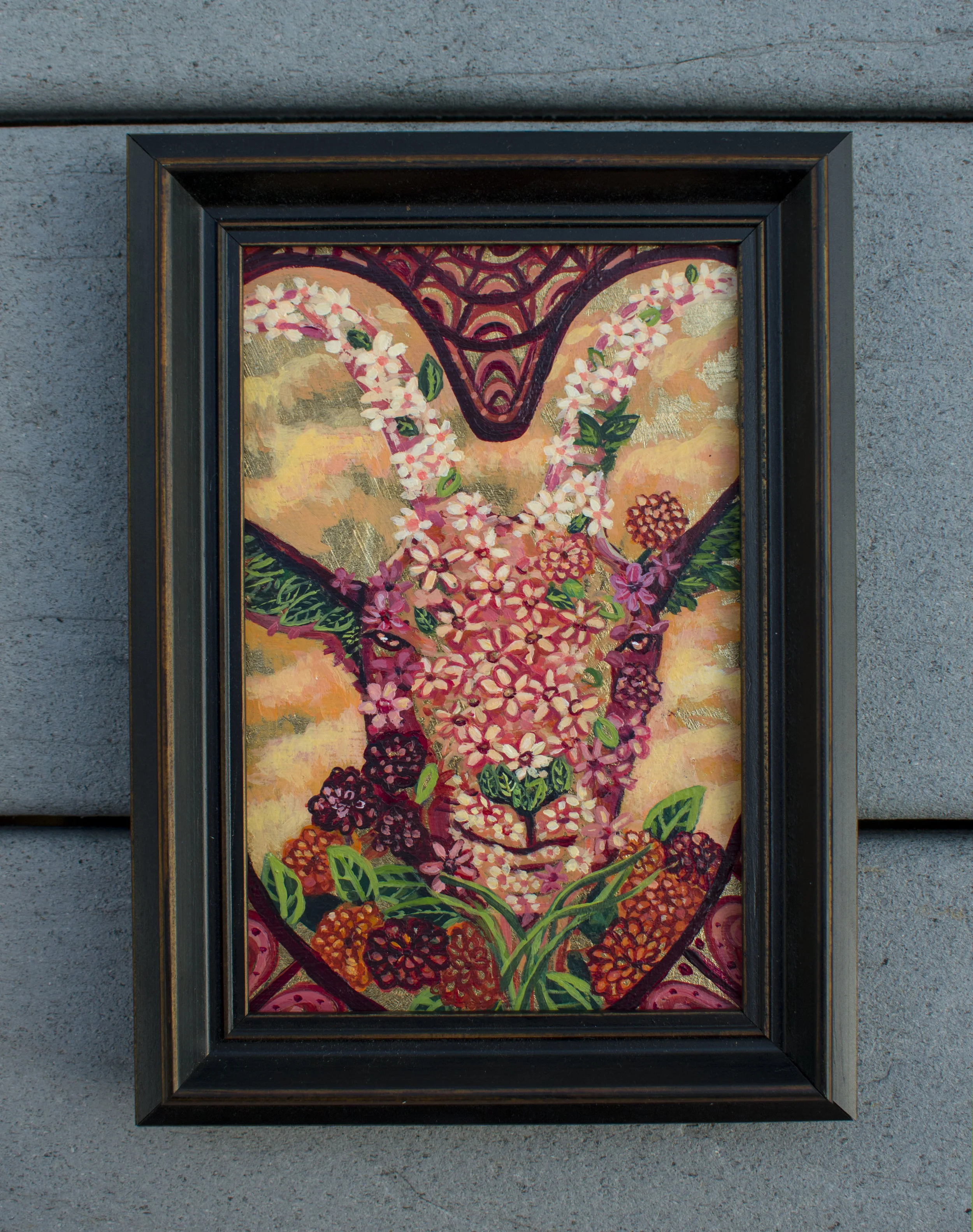 "Floral Goat" Original Acrylic Painting
