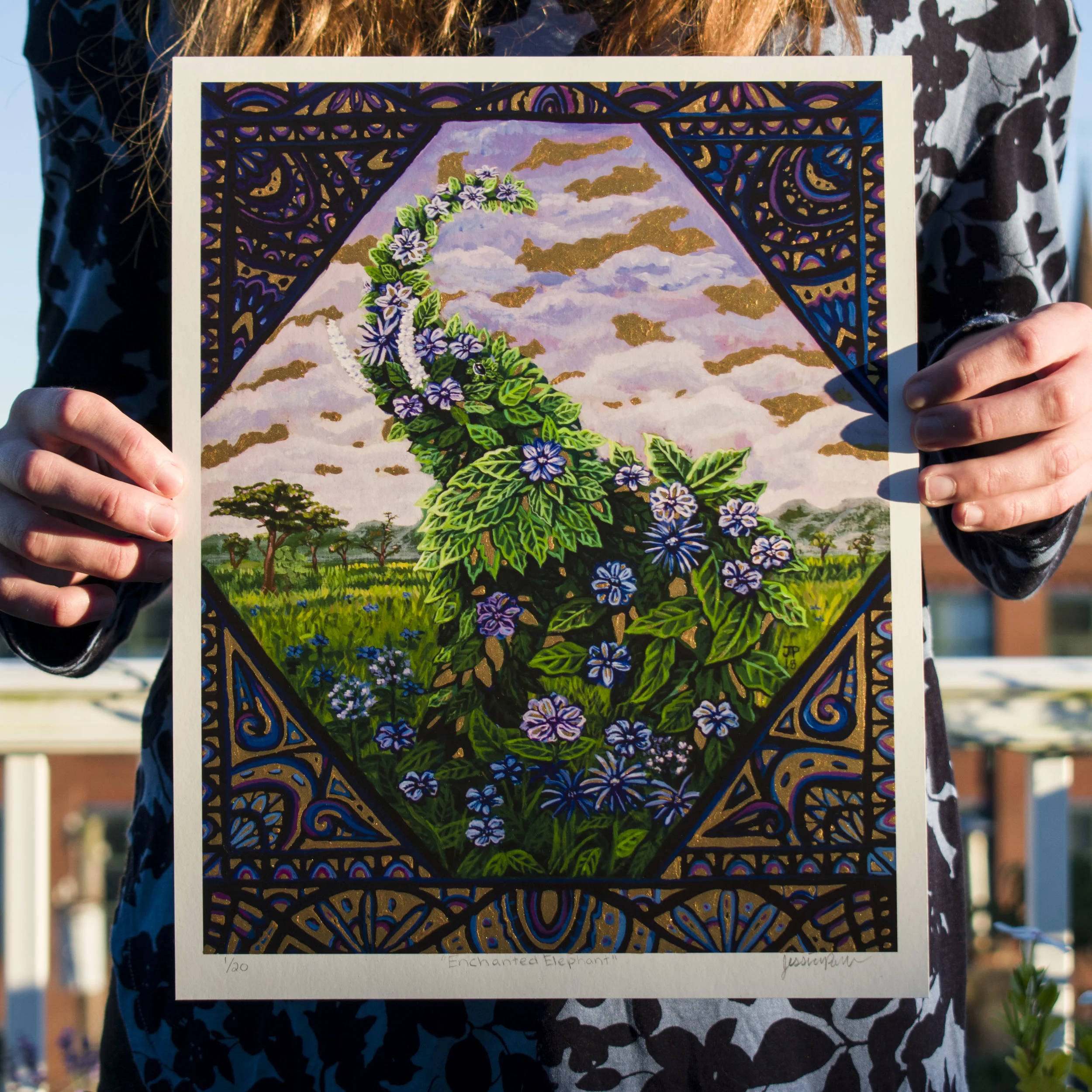 "Enchanted Elephant" Limited Edition Hand Embellished Print