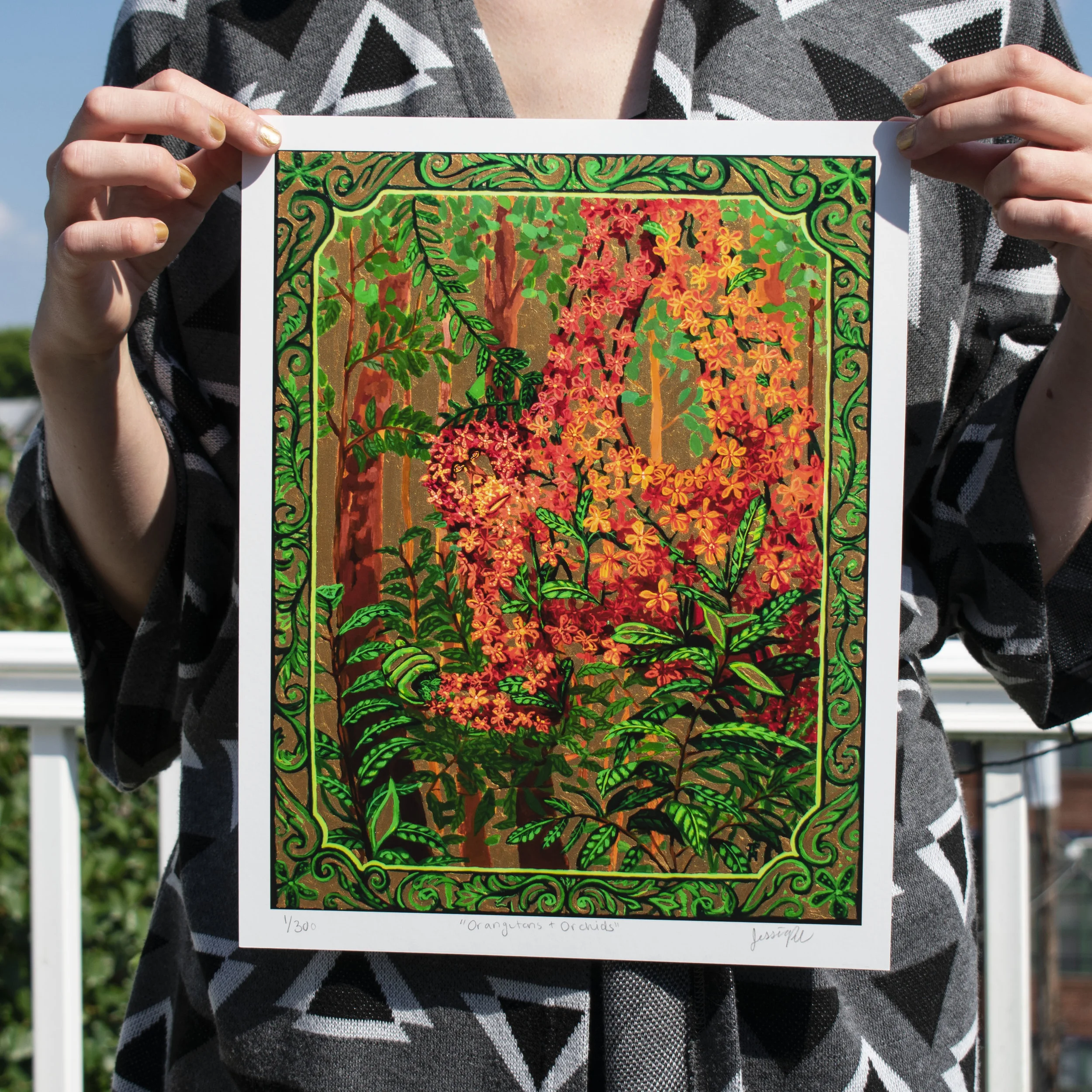 "Orangutans &amp; Orchids" Limited Embellished Print