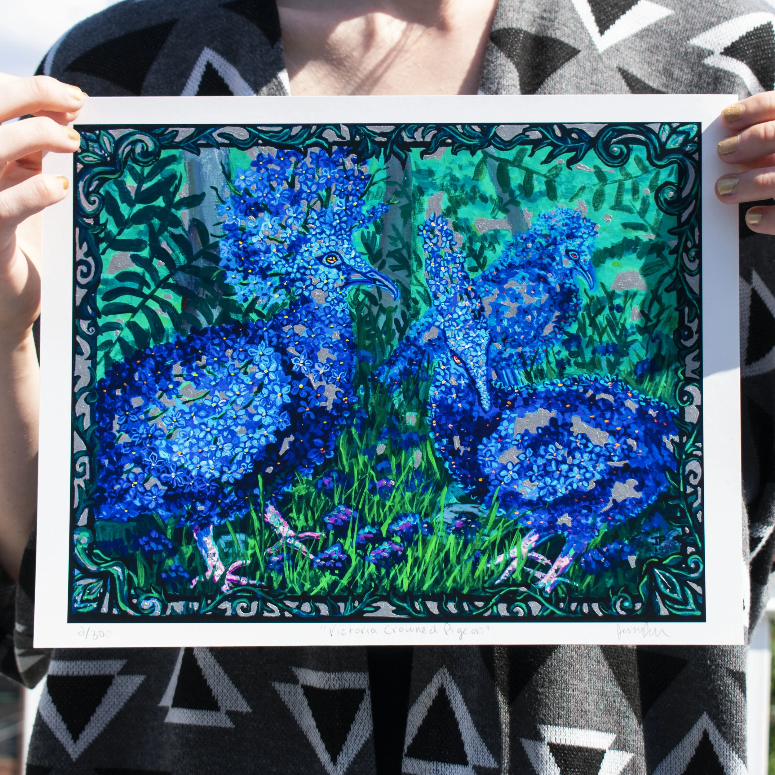 "Victoria Crowned Pigeon" Limited Embellished Print