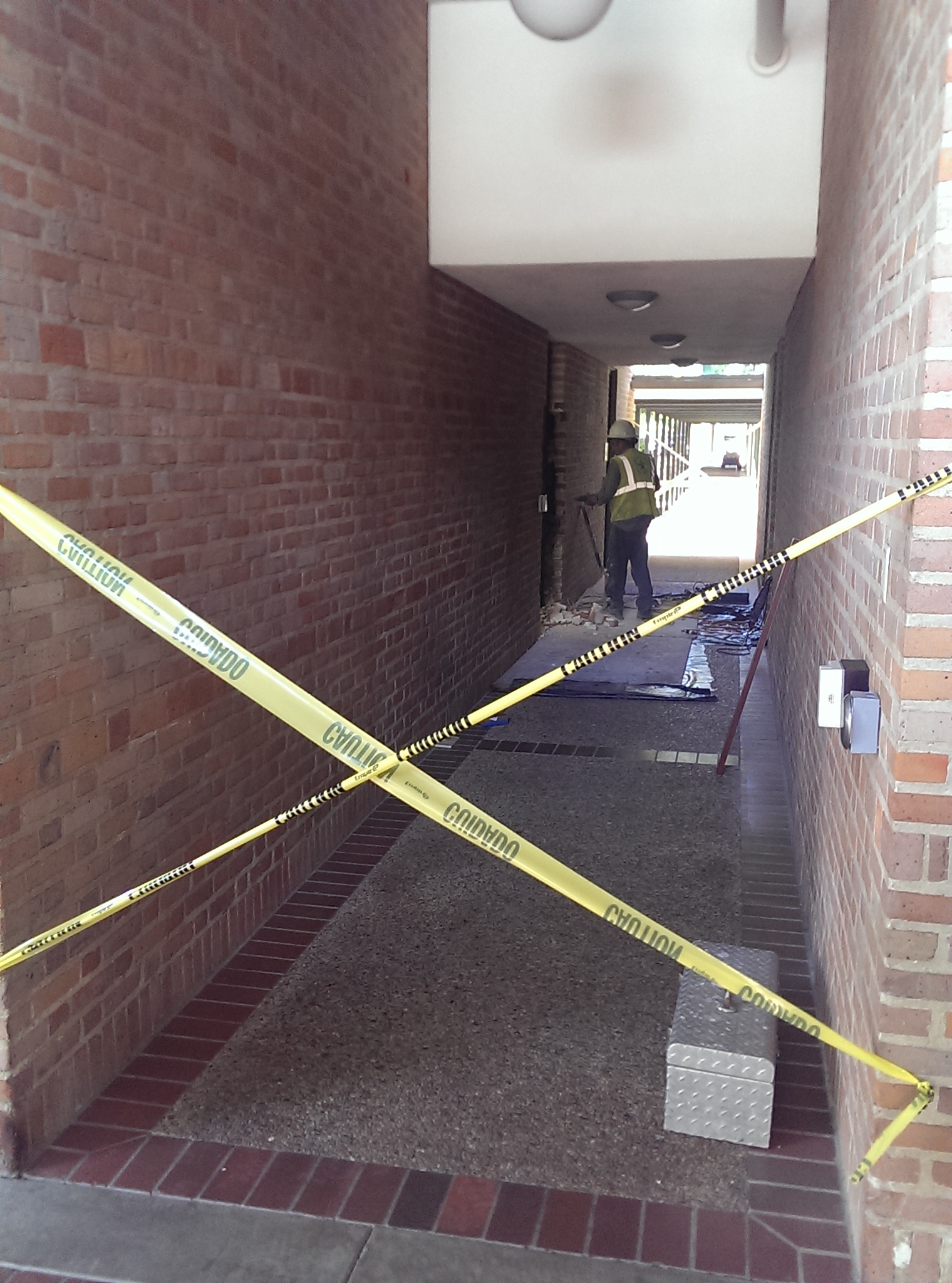  July 9: The construction crew begins working on the demolition for the walk-in freezer downstairs. 