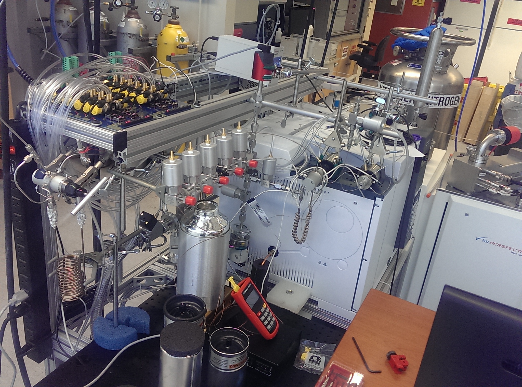 The automated sample prep line on August 7, mostly built.
