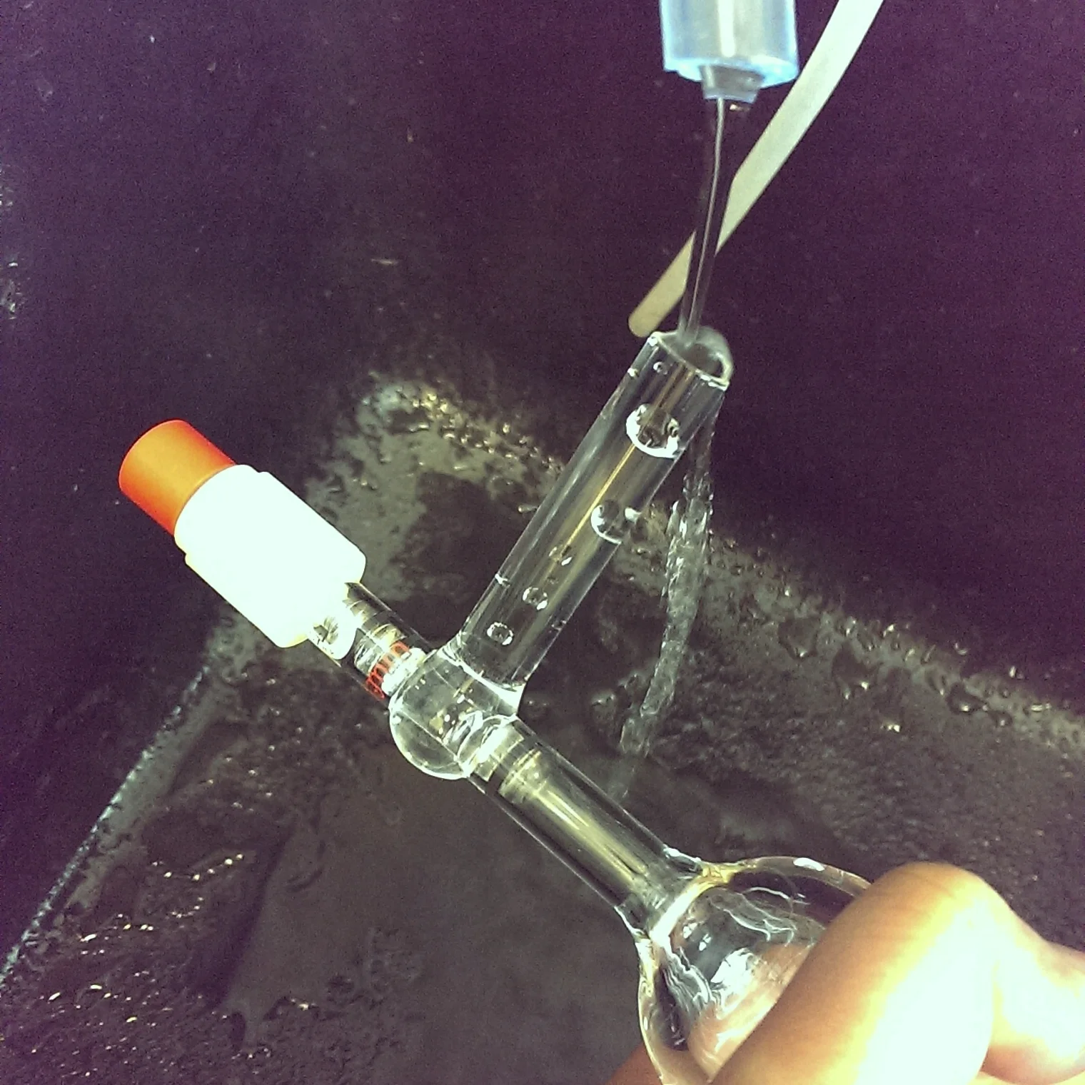 Step 1: Fill the stem with deionized water (all the way!).