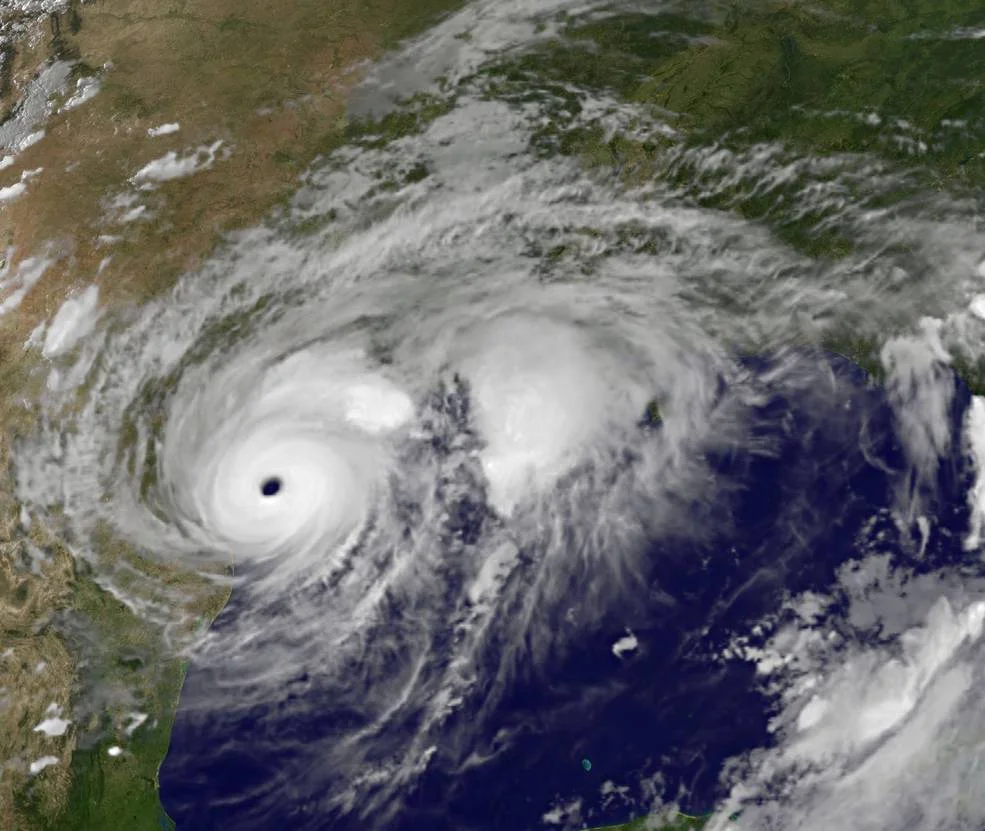 Hurricane Harvey just before landfall on August 25 (image credit: NASA GOES).