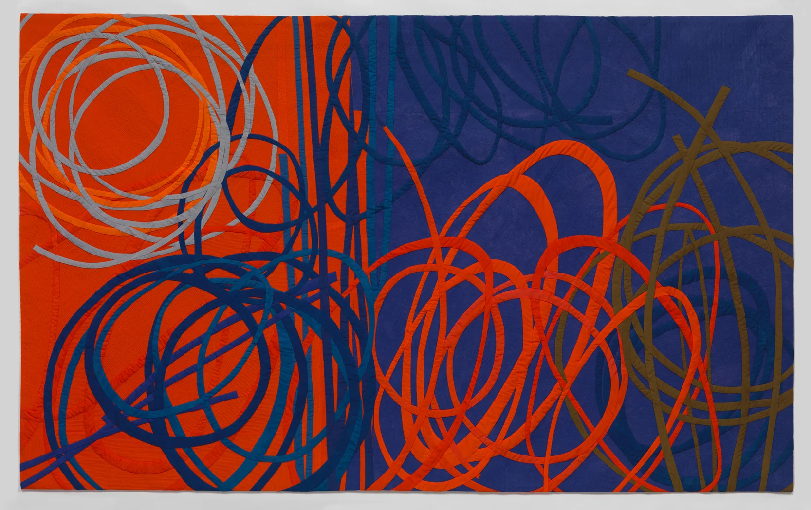 Anxiety No. 11 48”H x 78”W Fiberarts International 2019 Machine pieced, machine quilted Hand dyed cotton