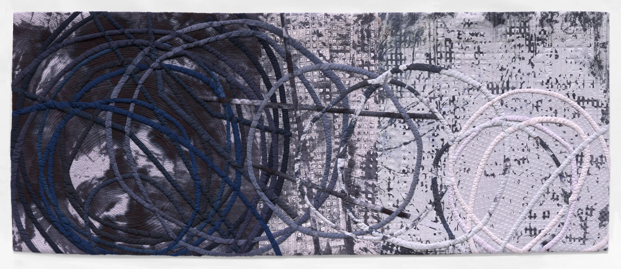 Memory Loss No. 6 30.5H x 75W 2019 Cotton, surface fabrics created by Jayne Willoughby and Annette Wink Machine pieced and machine and hand stitched