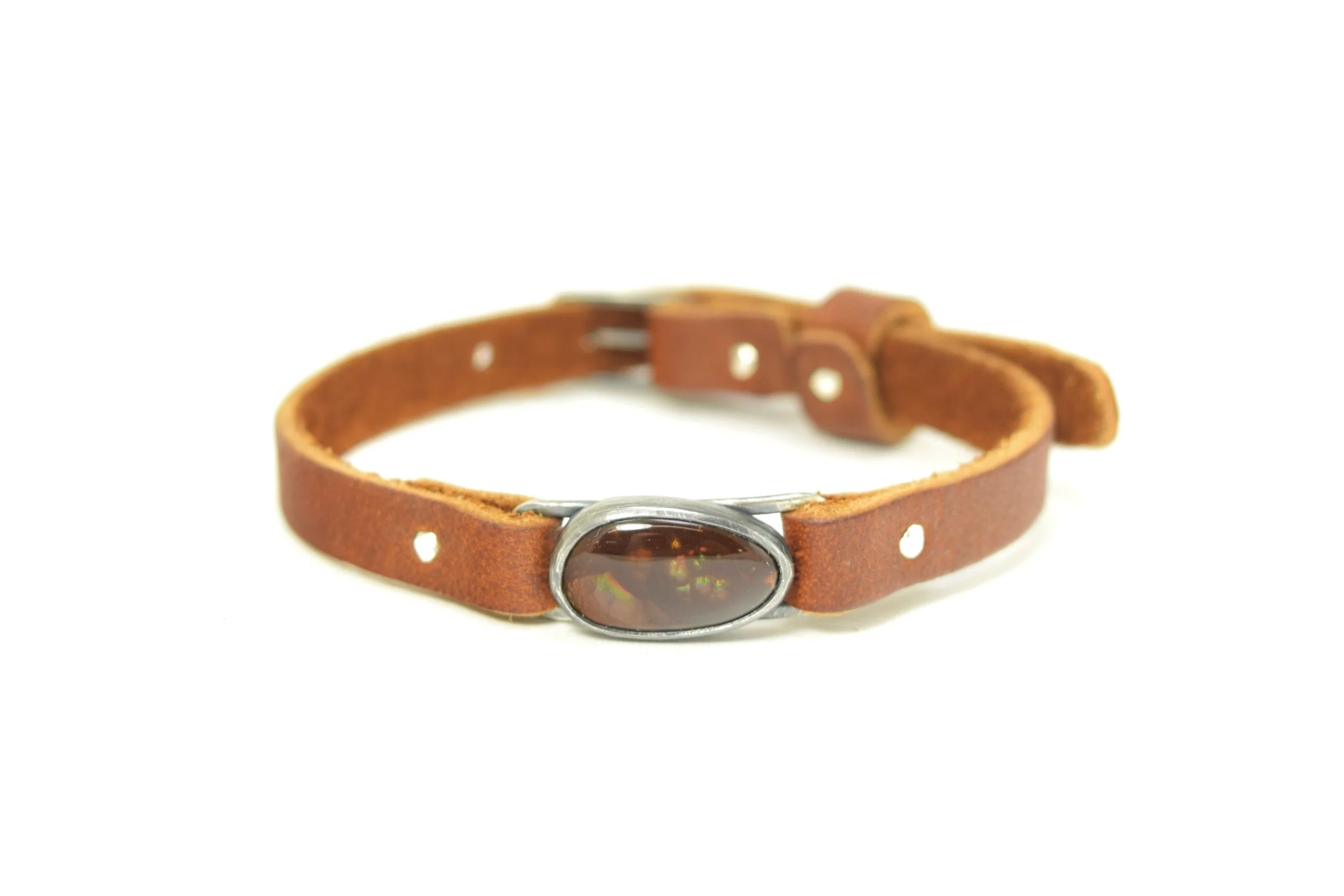 Fire Agate Leather Watchband Bracelet (2).jpeg