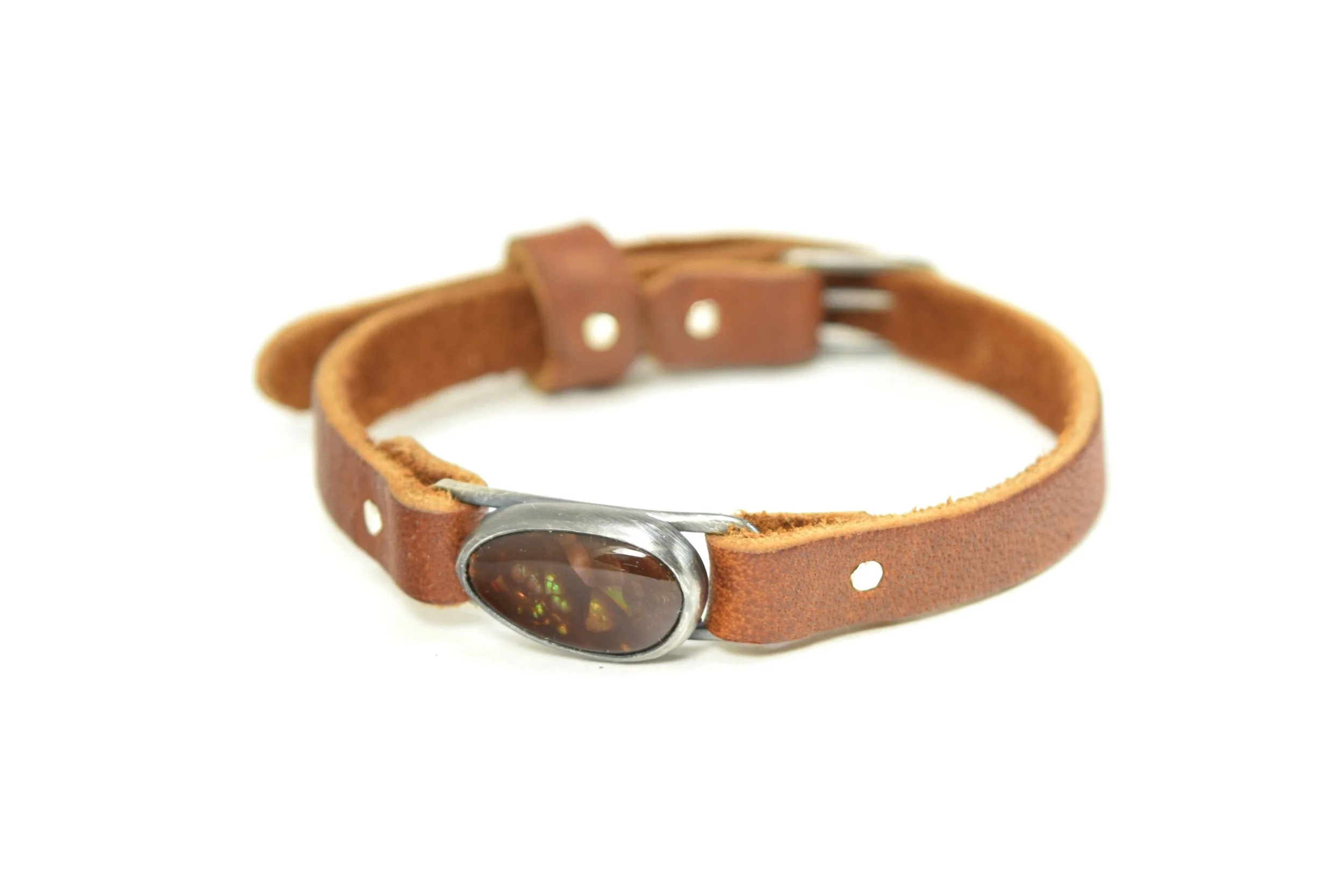 Fire Agate Leather Watchband Bracelet (7).jpeg