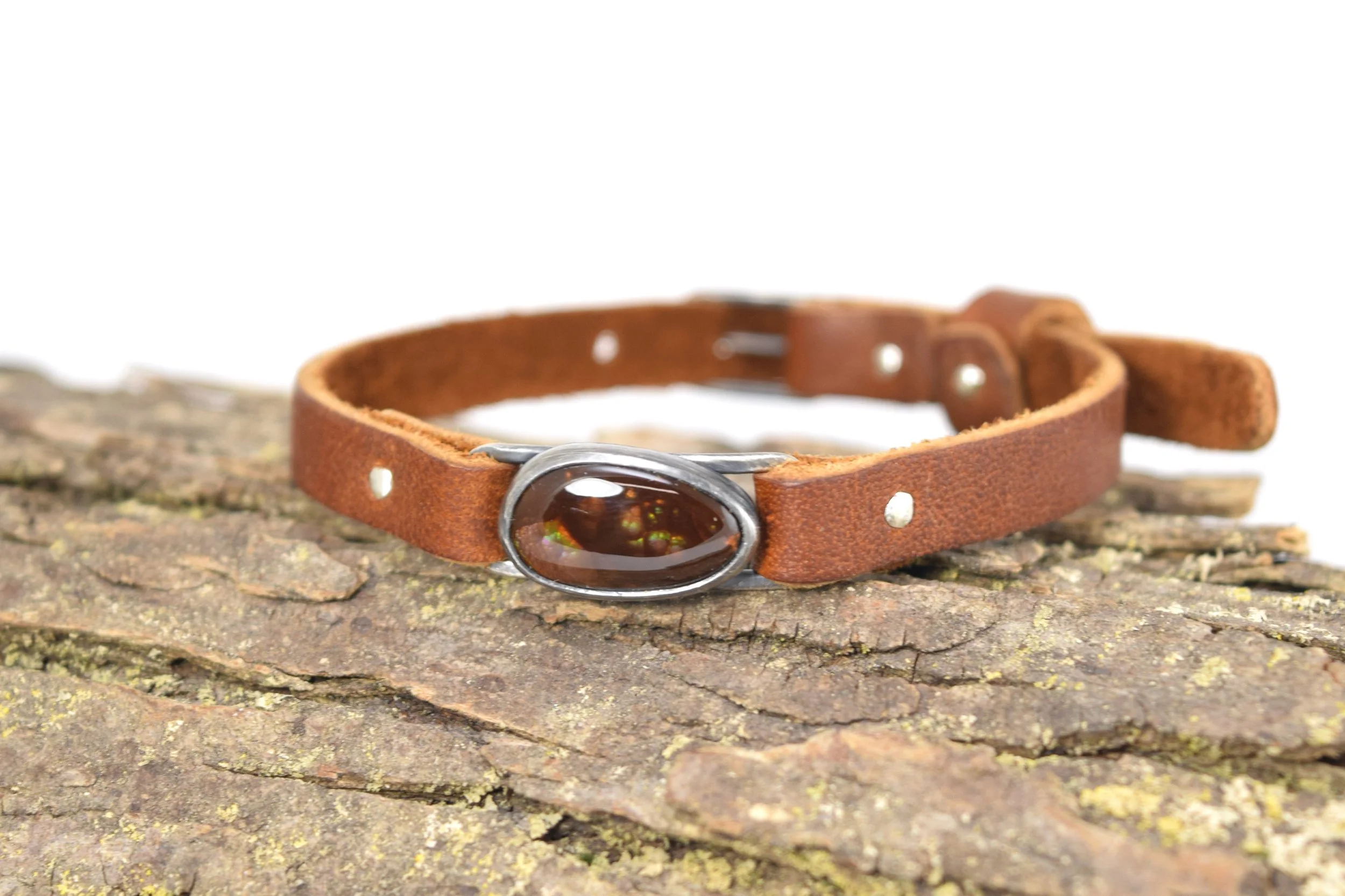 Fire Agate Leather Watchband Bracelet (4).jpeg