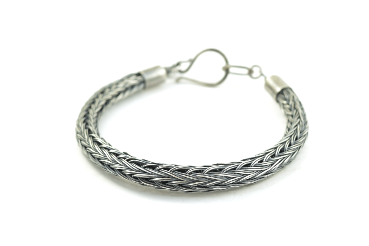 Double Strand Sterling Silver Viking Knit Bracelet - Women's S / Men's XS