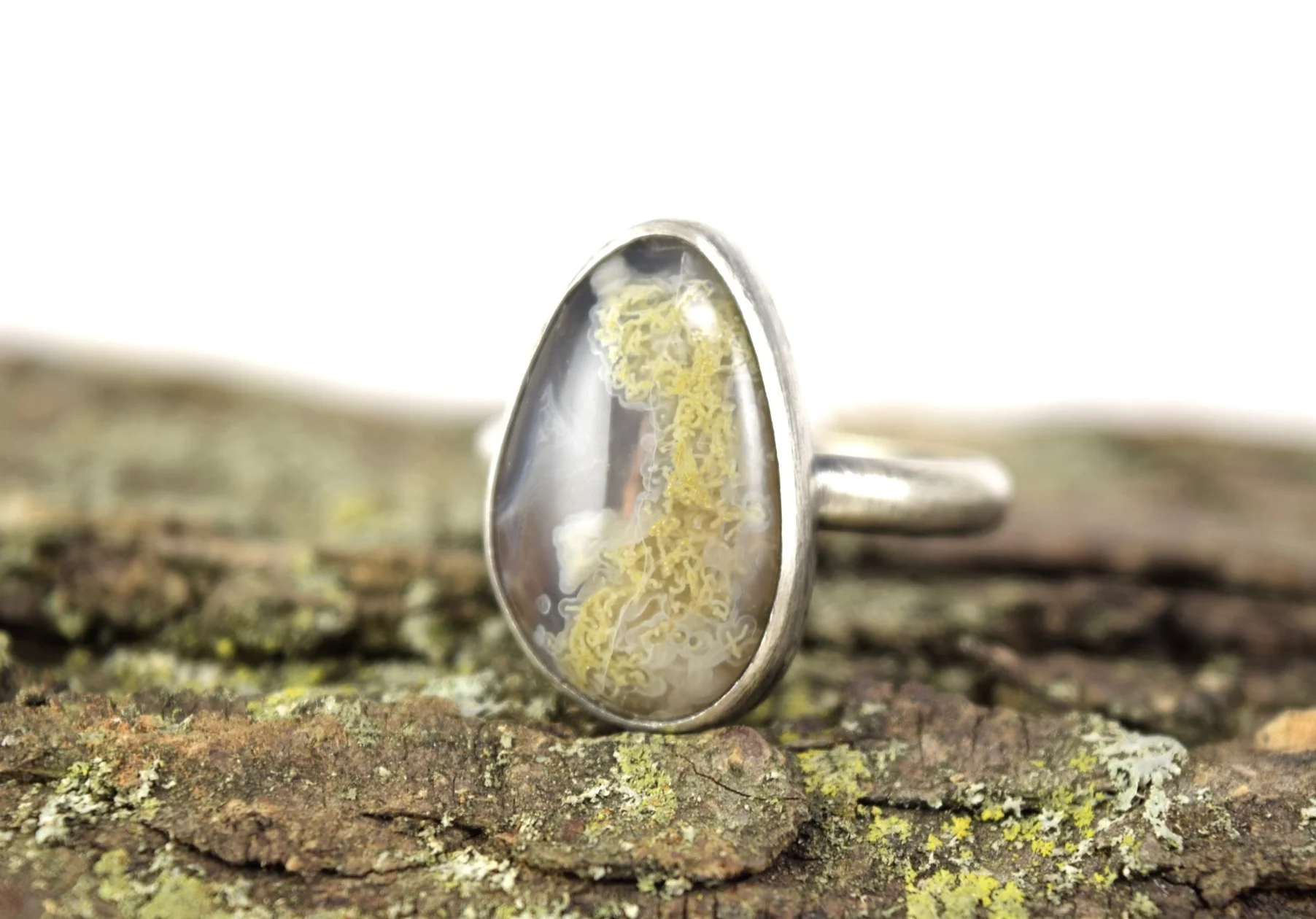 Mossy Agua Nueva Agate Ring - Size 6 