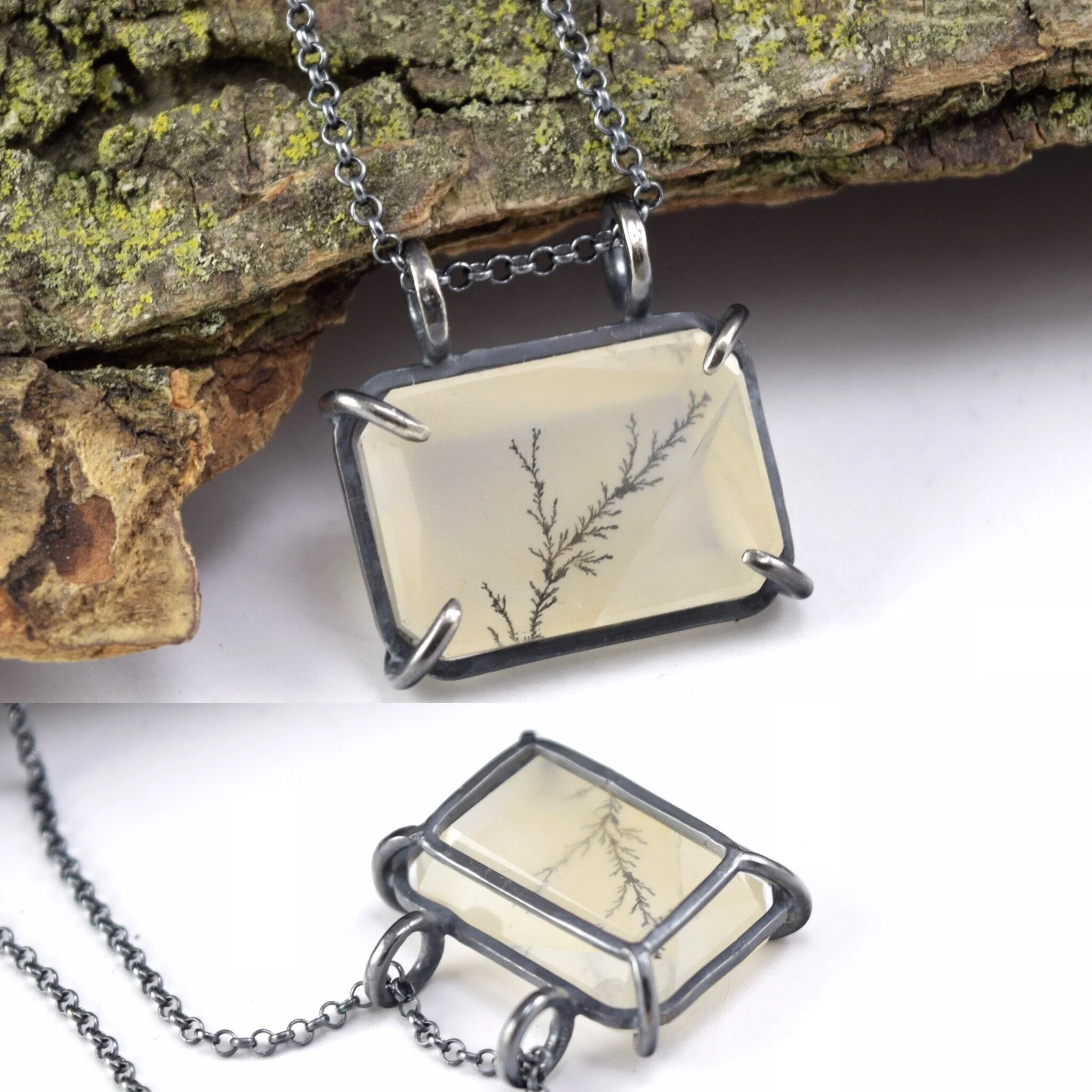 Dendritic Quartz Basket Set Necklace
