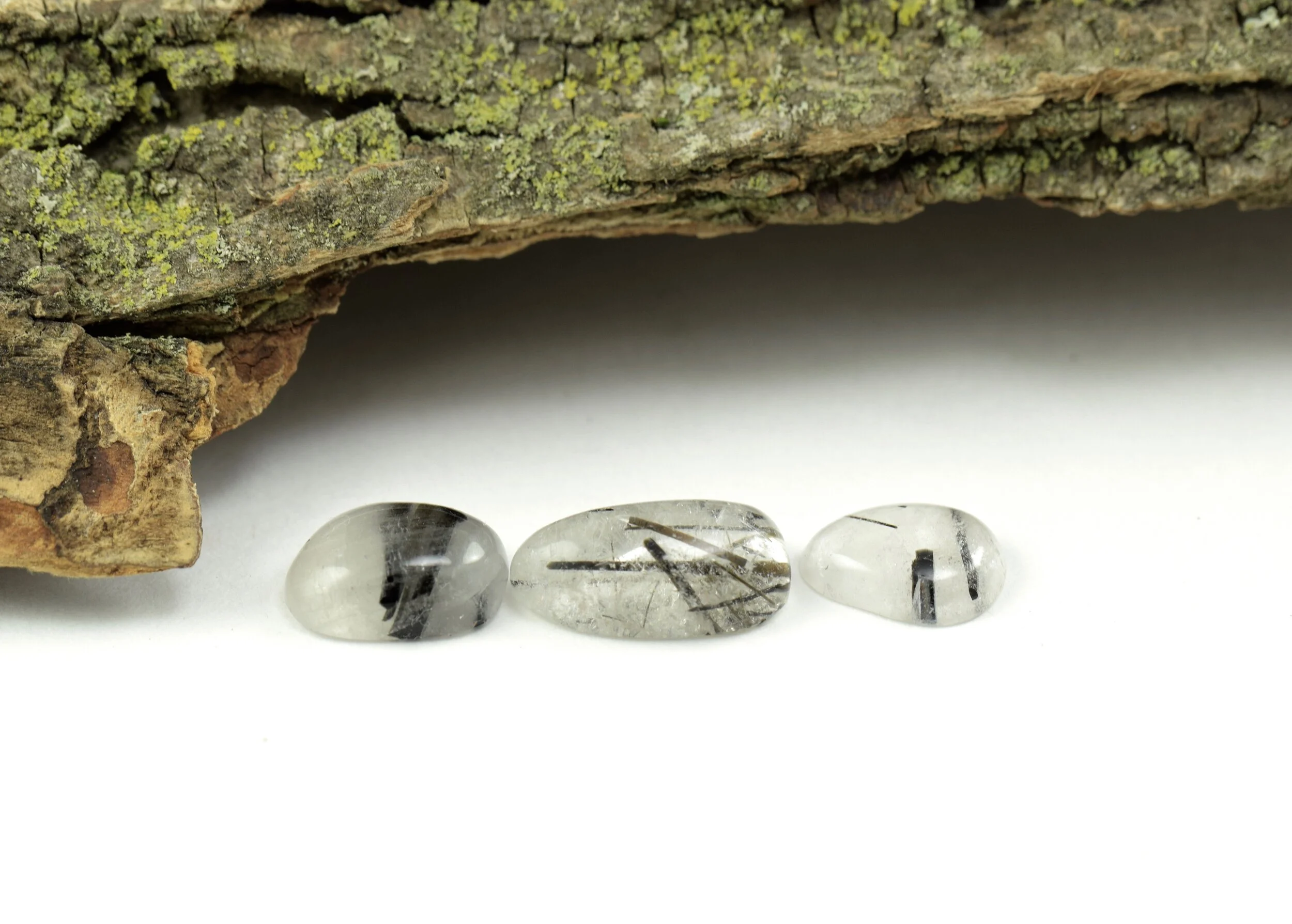 Tourmalinated Quartz Cabochon Set of 3