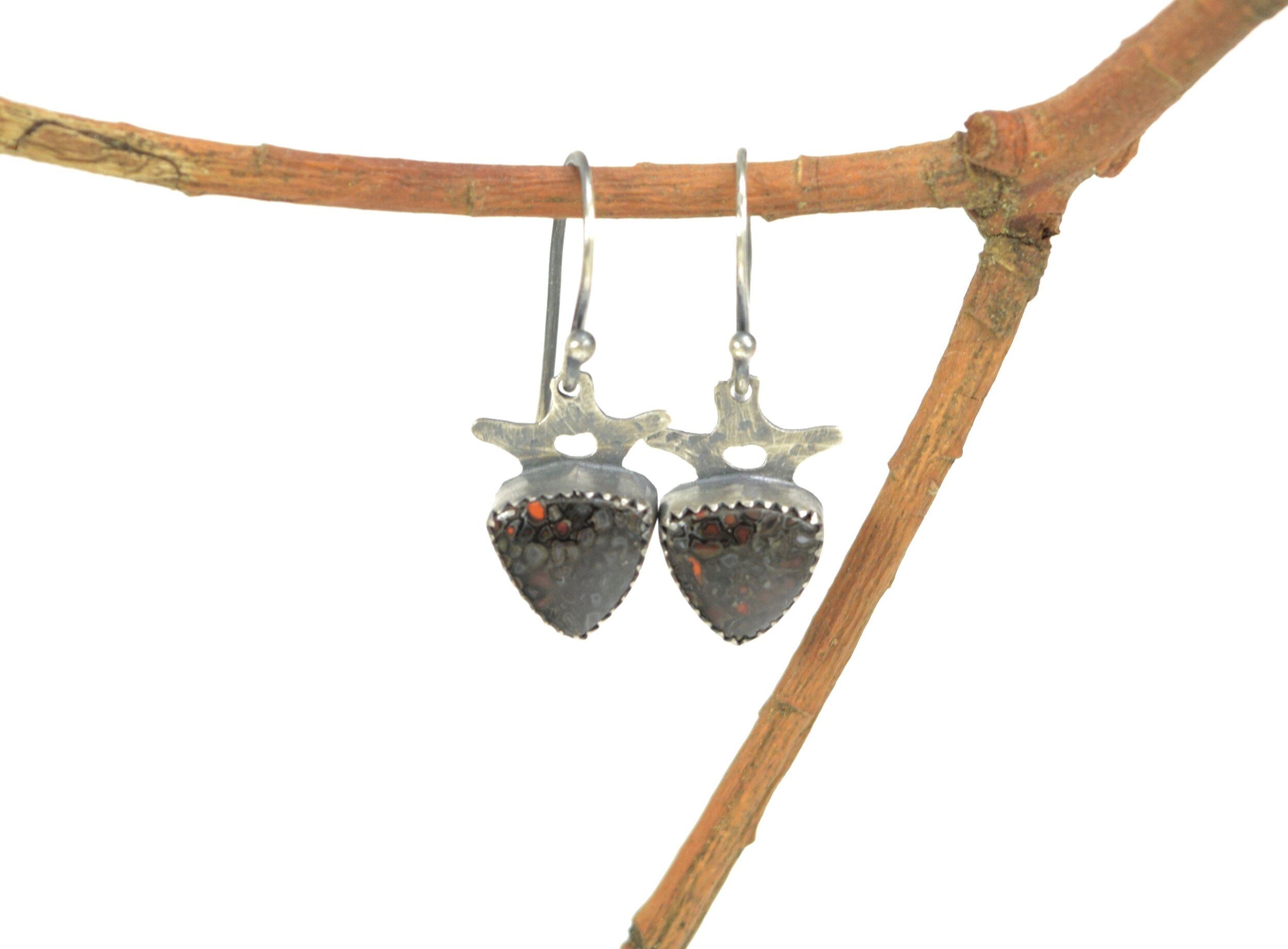 Dinosaur Bone Earrings with Vertebrae Motif