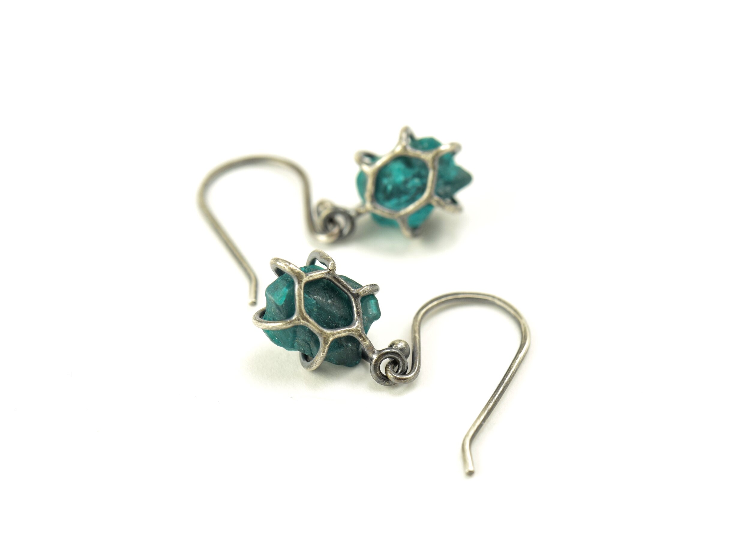 Prong Set Dioptase Earrings - A