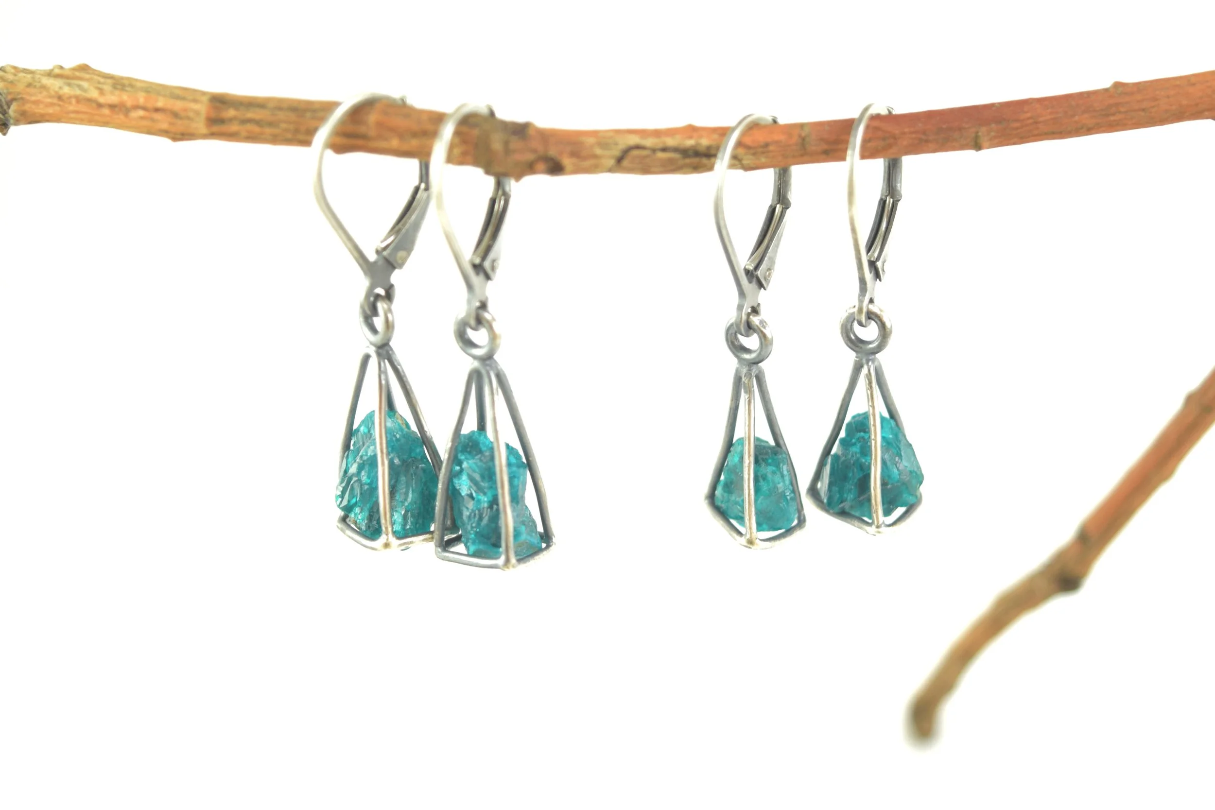 Dioptase Cage Earrings