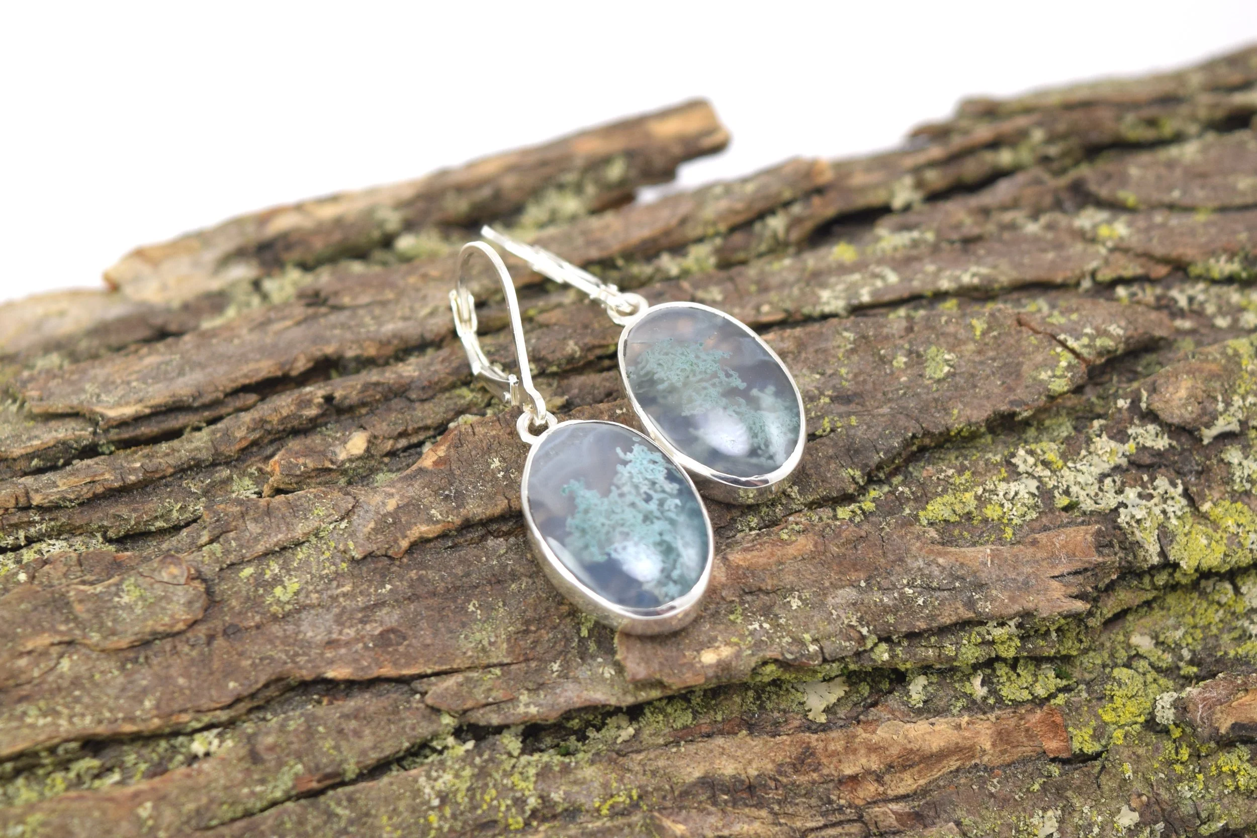 Moss Agate Tree Earrings
