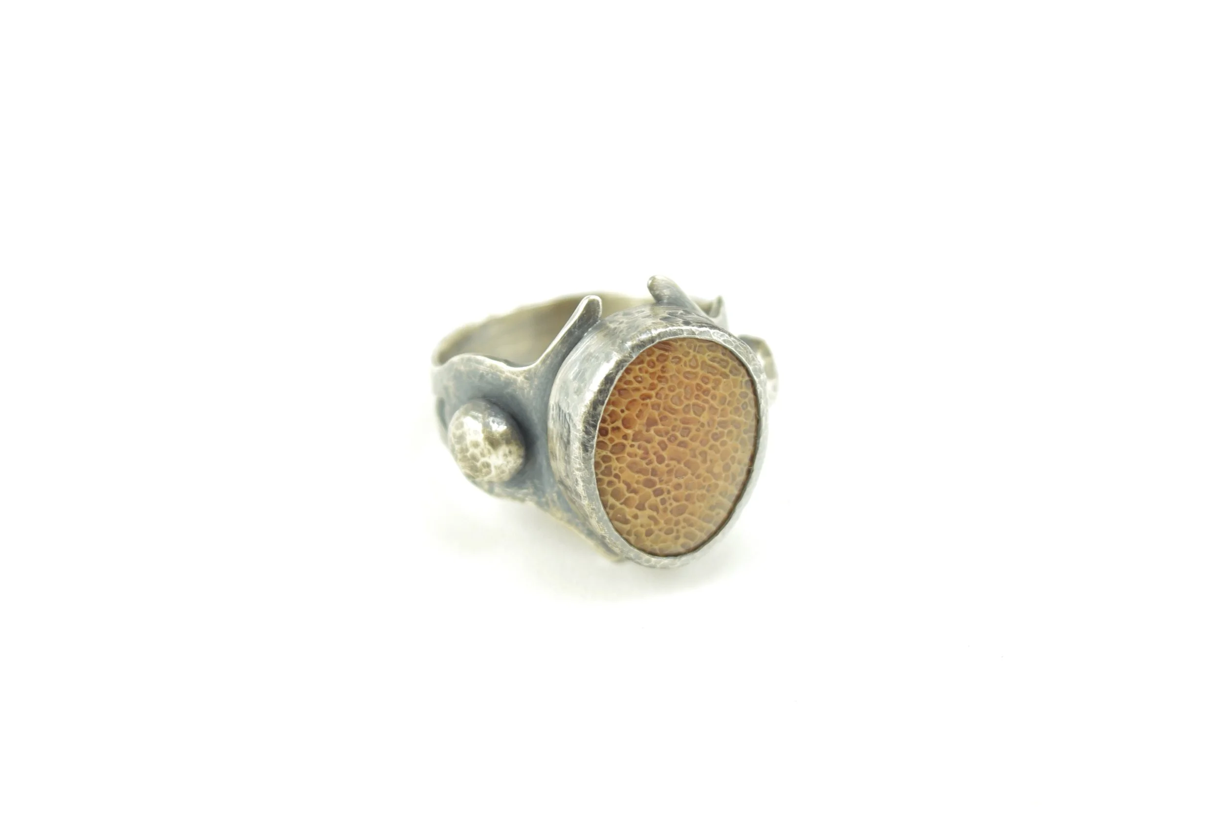 Fossil Whale Bone Ring - Size 7
