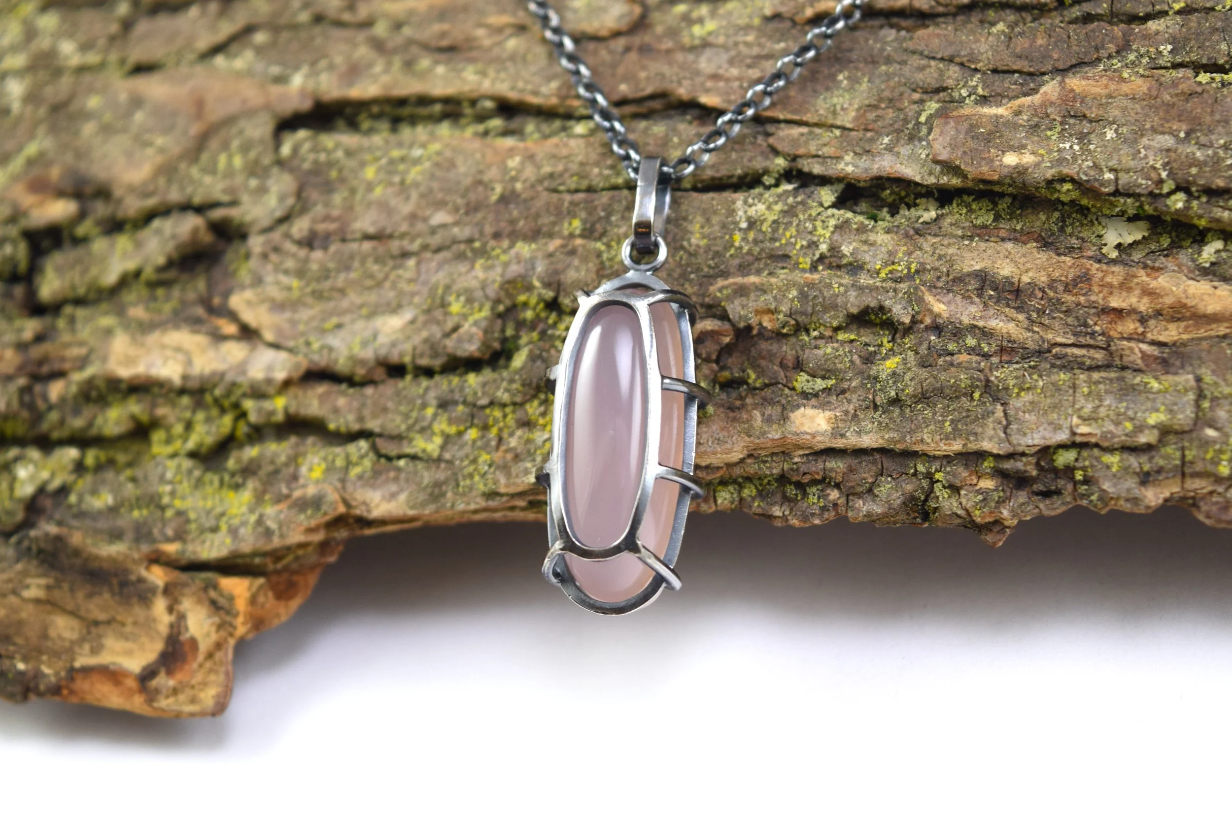 Pink Chalcedony Bulkhead Light Necklace