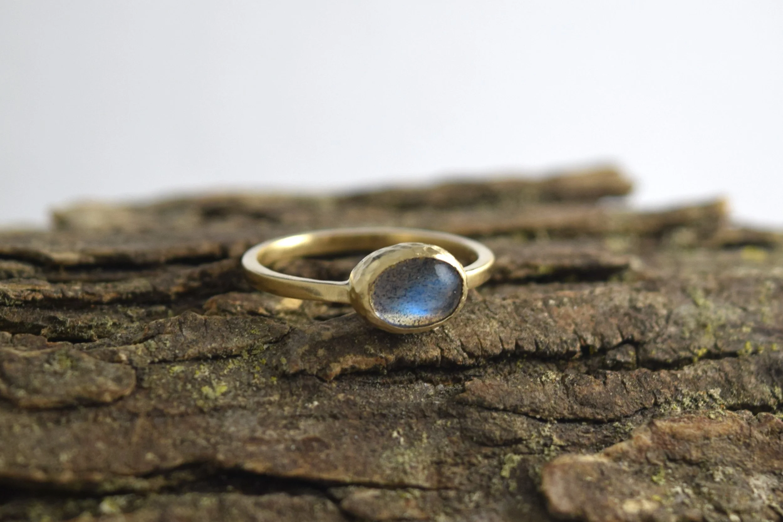 Textured Labradorite Ring in 14k Yellow Gold - Size 6 — Lithic Design