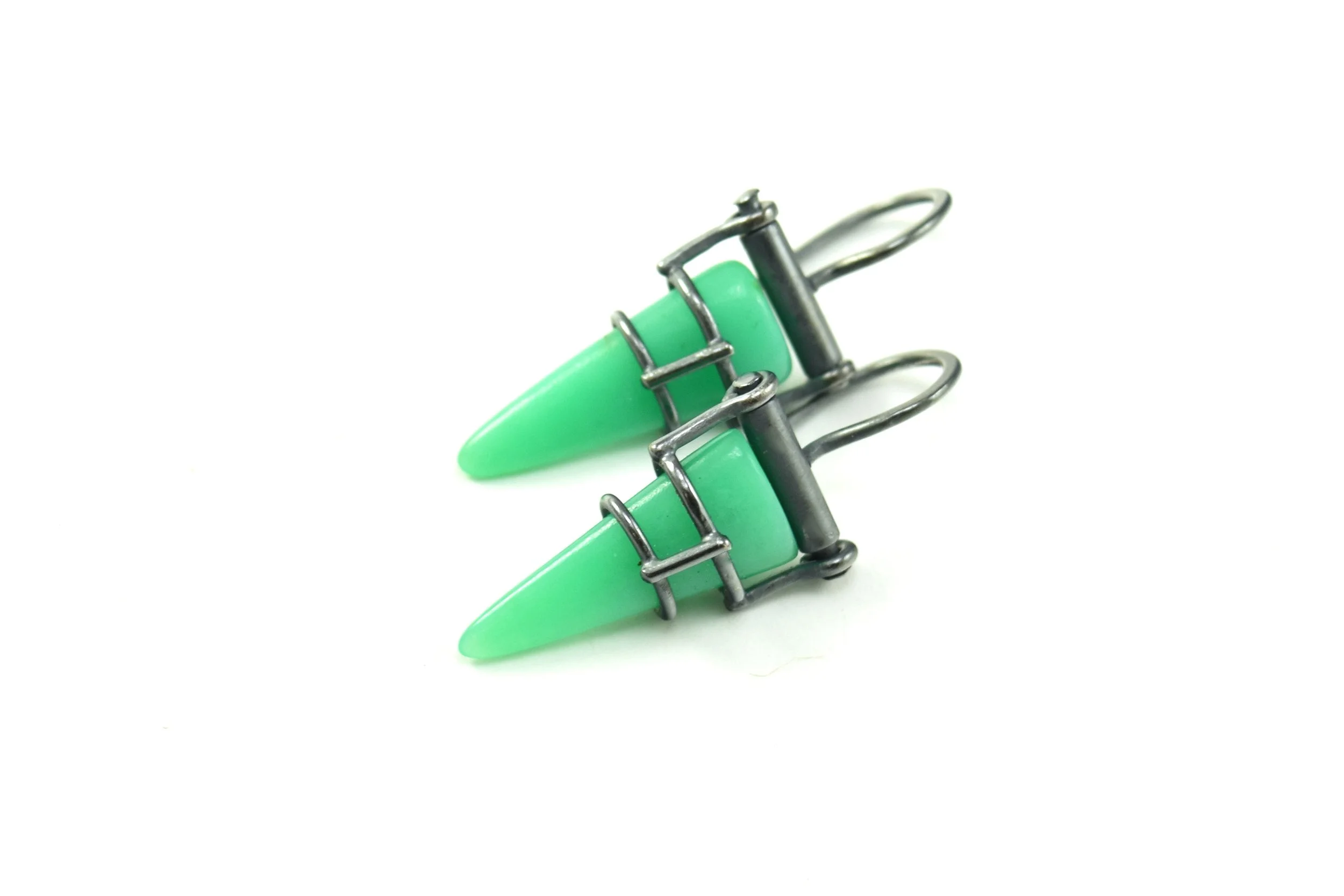 Caged Chrysoprase Earrings