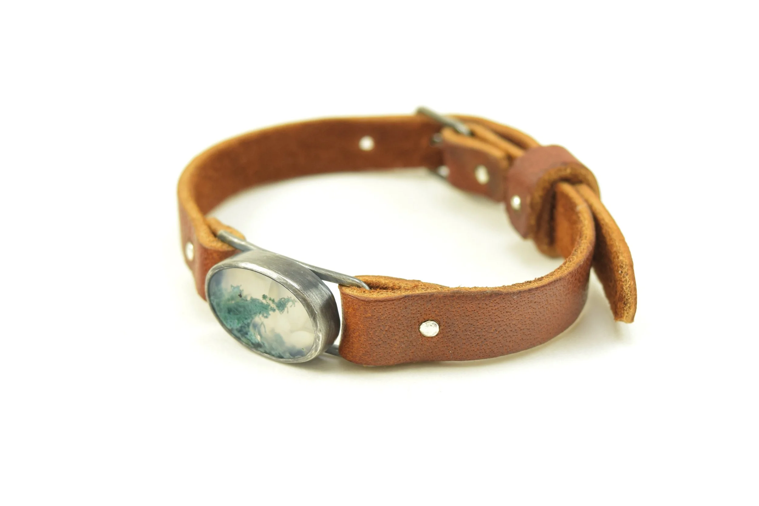 Moss Agate Leather Watchband Bracelet (2).jpeg